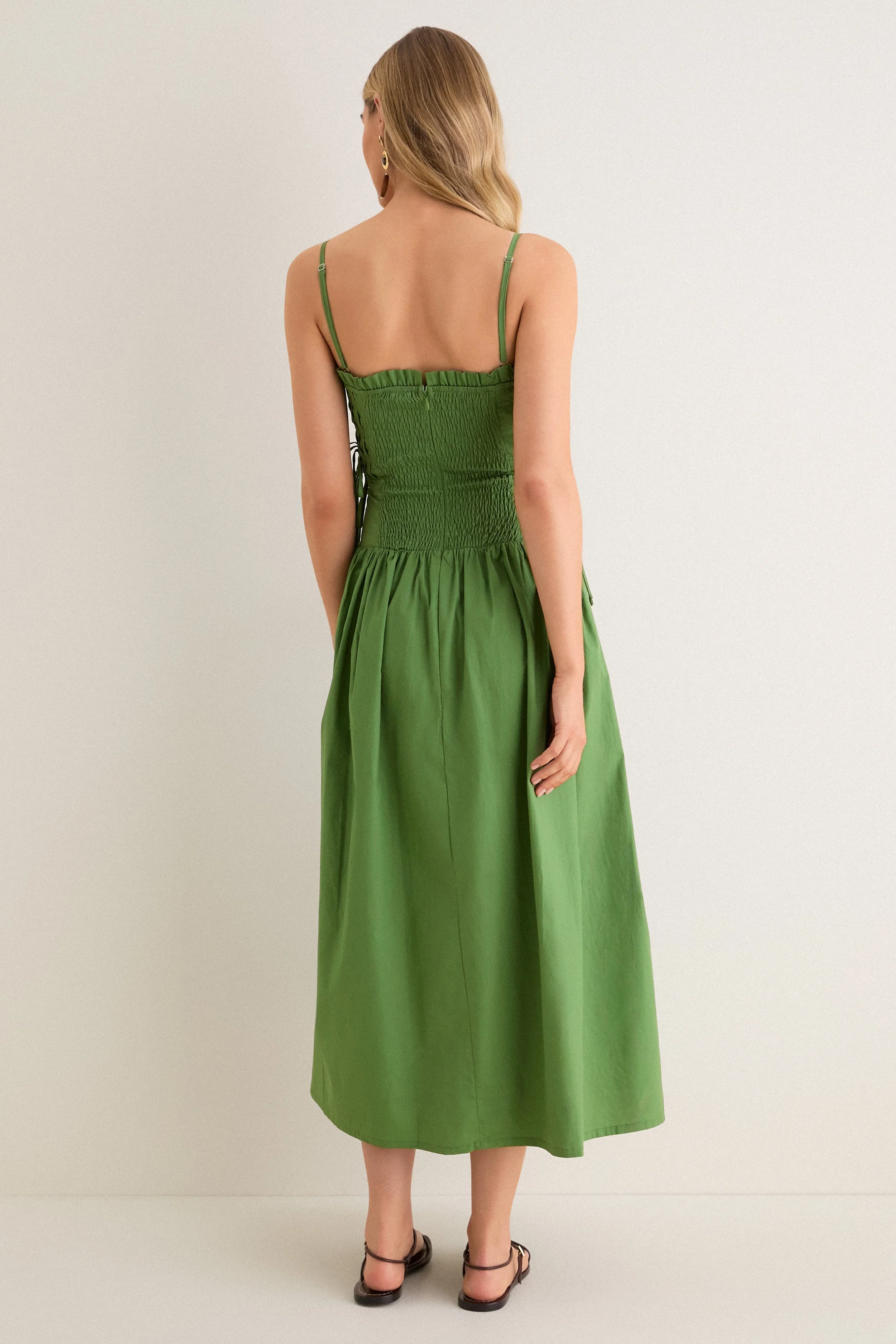 Green Tie Midi Dress