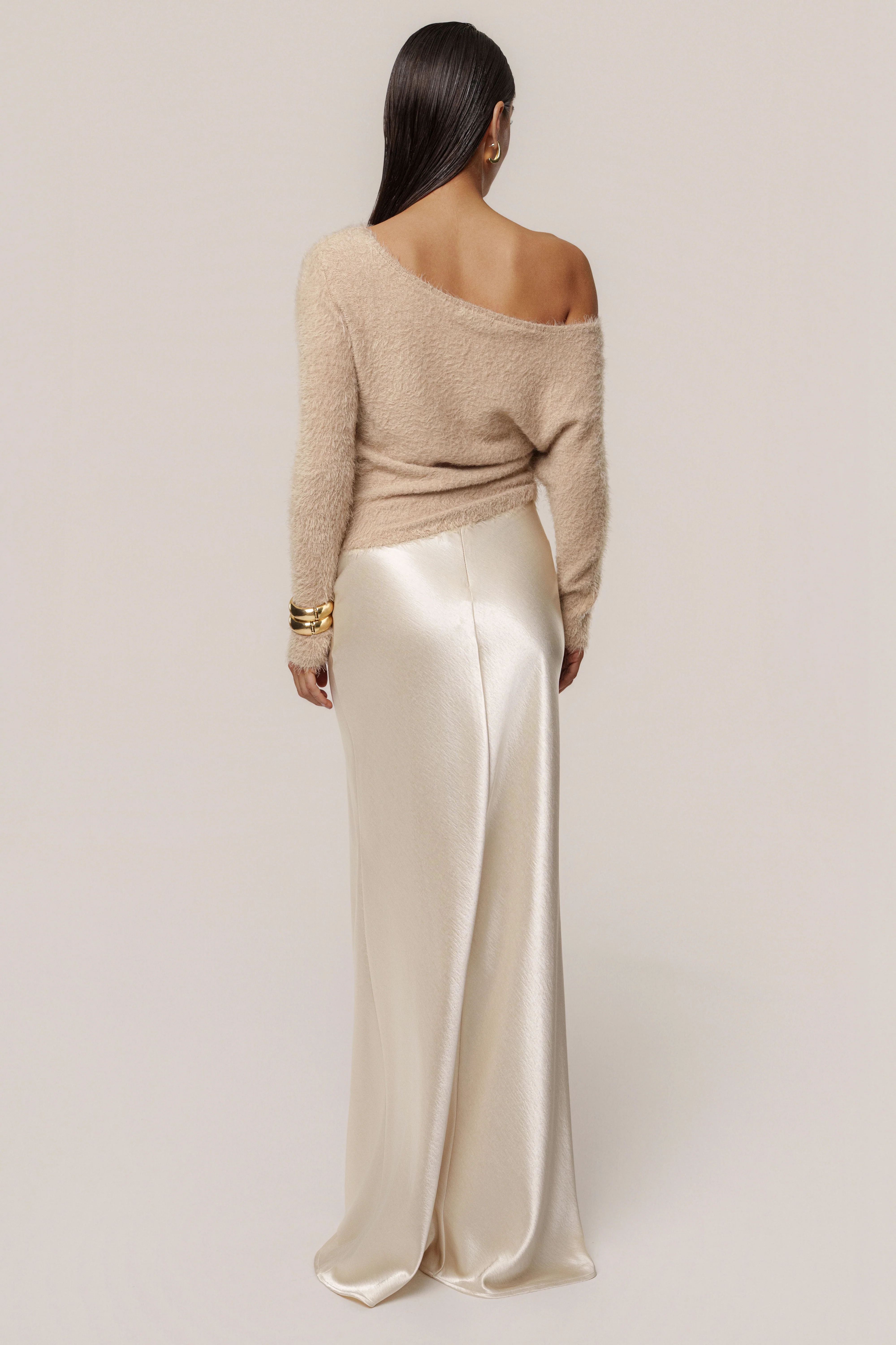 Champagne Tradition Satin Maxi Skirt