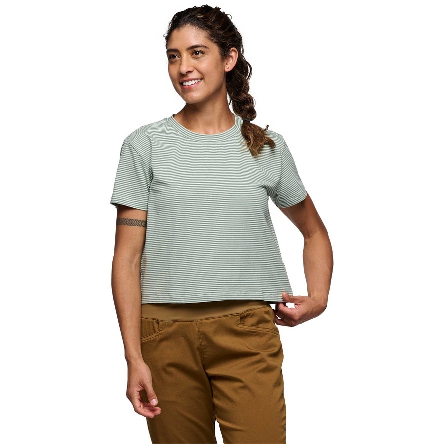 Black Diamond BD Stripe Crop Tee Women - Foam Green-Laurel Green