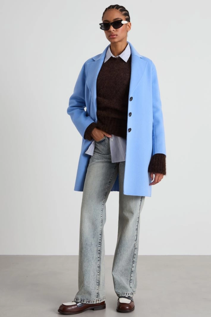 Double-broadcloth coat - PALE BLUE