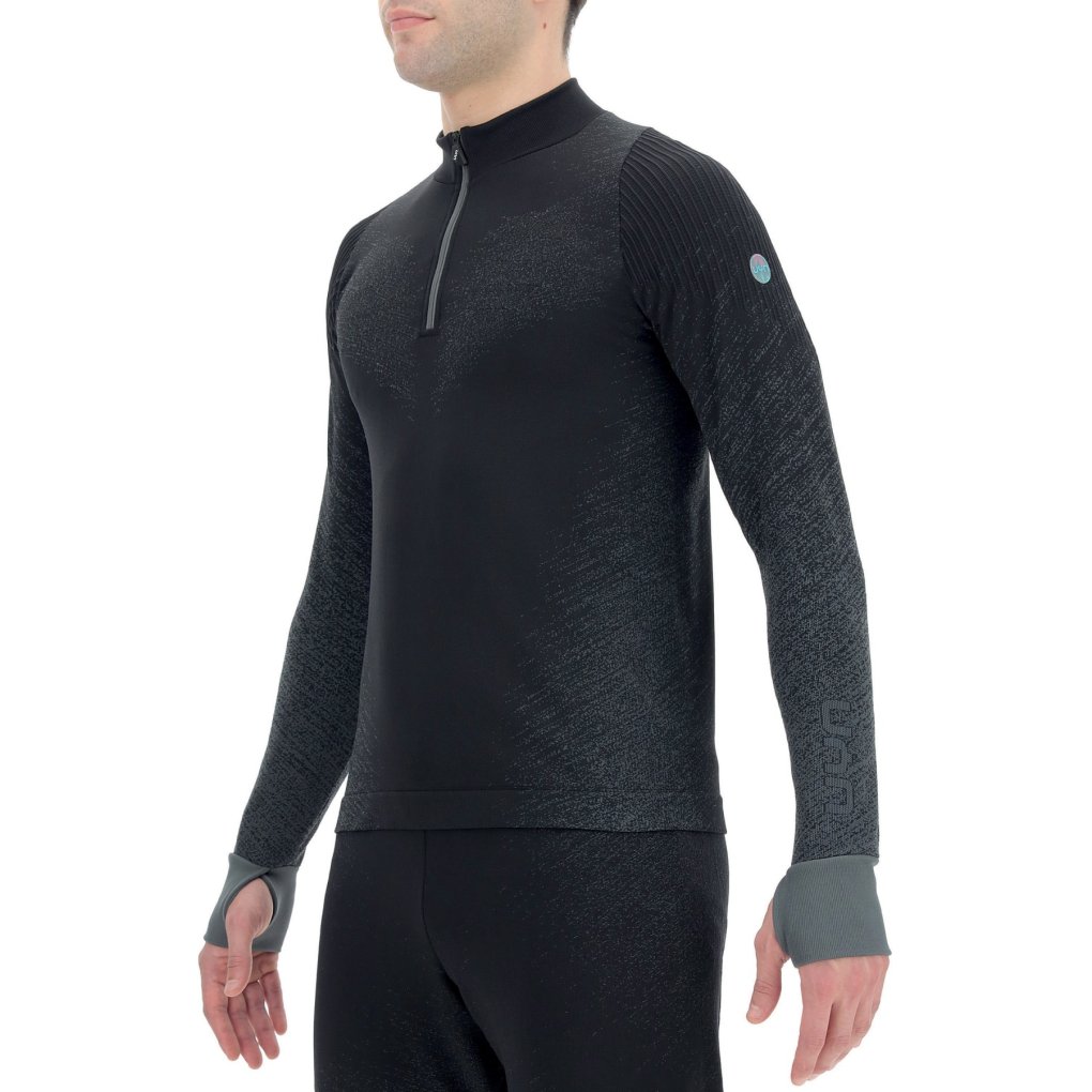 UYN Running Exceleration Zip Up Longsleeve Shirt Men - Black/Cloud