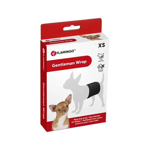 Flamingo Washable Nappy for Male Dogs - XS - Black