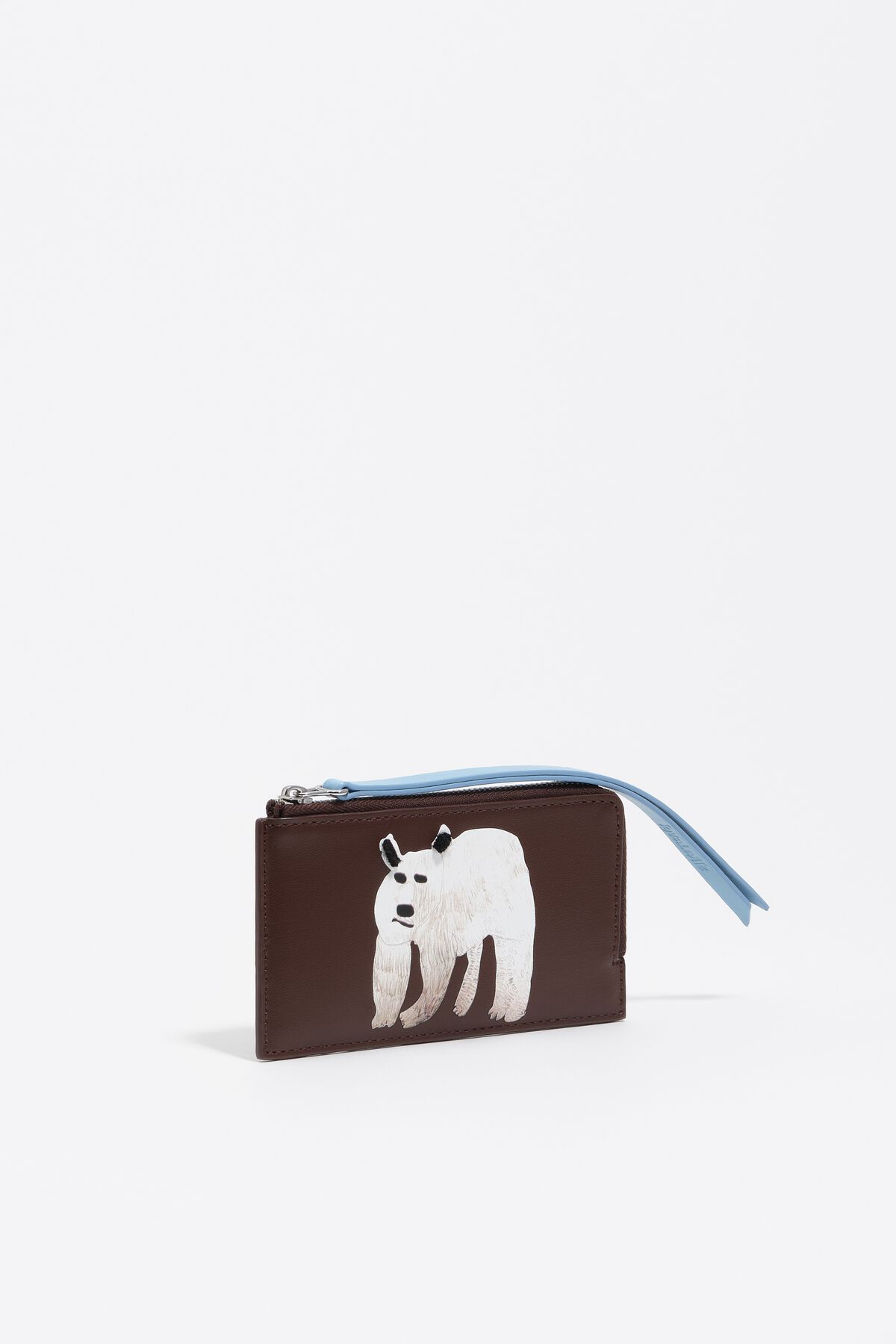 Dark brown leather Frío Peludo card holder/coin purse