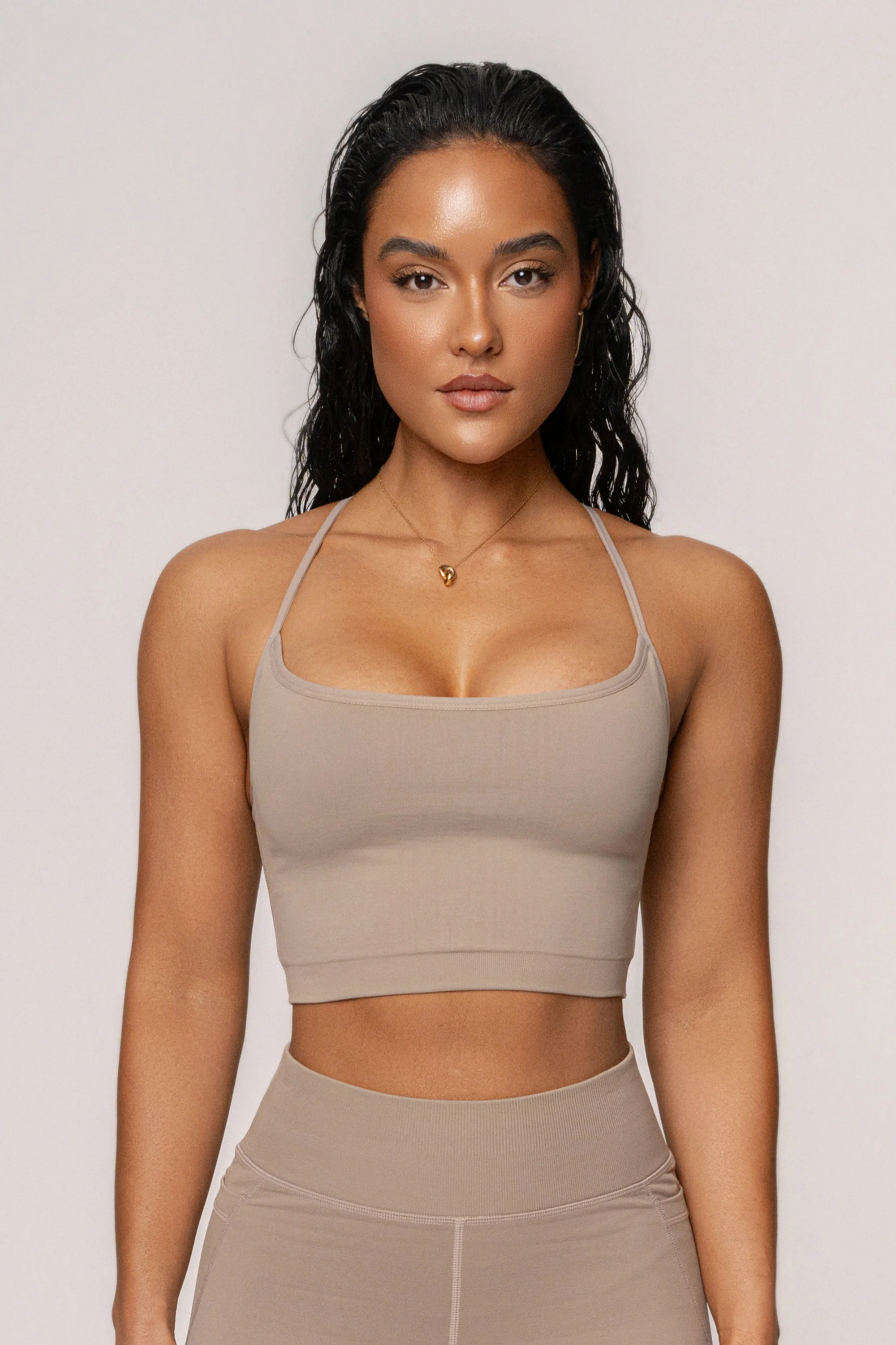 Beige Active Crop Top