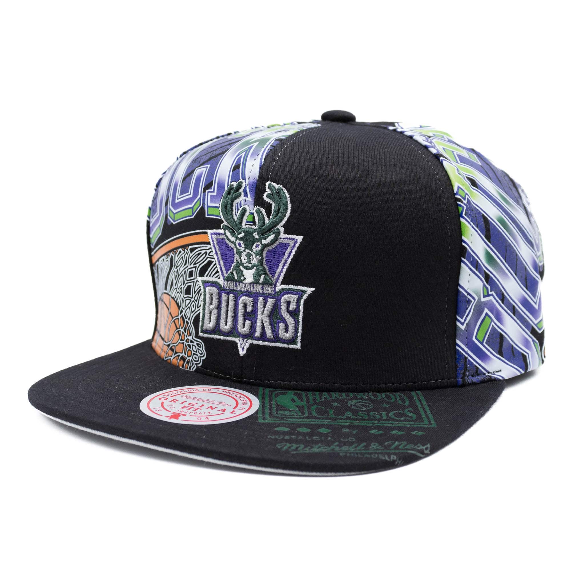Milwaukee Bucks Shirt Remix Mitchell & Ness Snapback NBA Cap Black