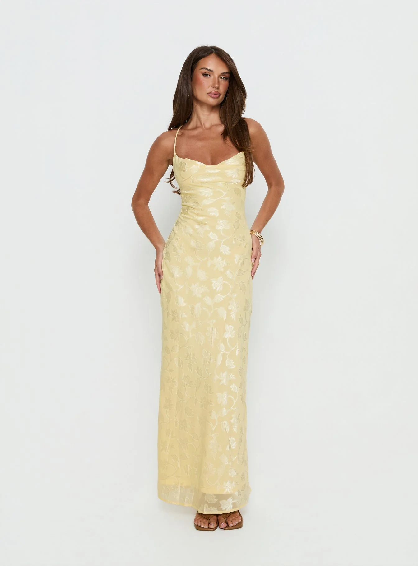 Celena Maxi Dress Lemon Burnout