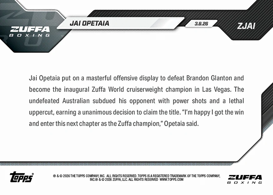 Jai Opetaia - 2026 Boxing Topps NOW® - Card ZJAI