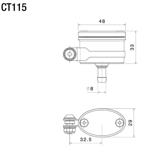 Rizoma Next master cylinder reservoir for Universal rear brake - BlackRef: RZ0255