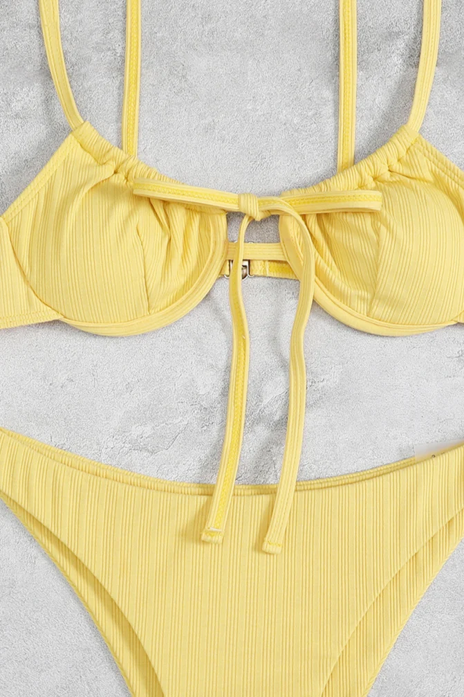 Solid Tie Triangle Bikini Set