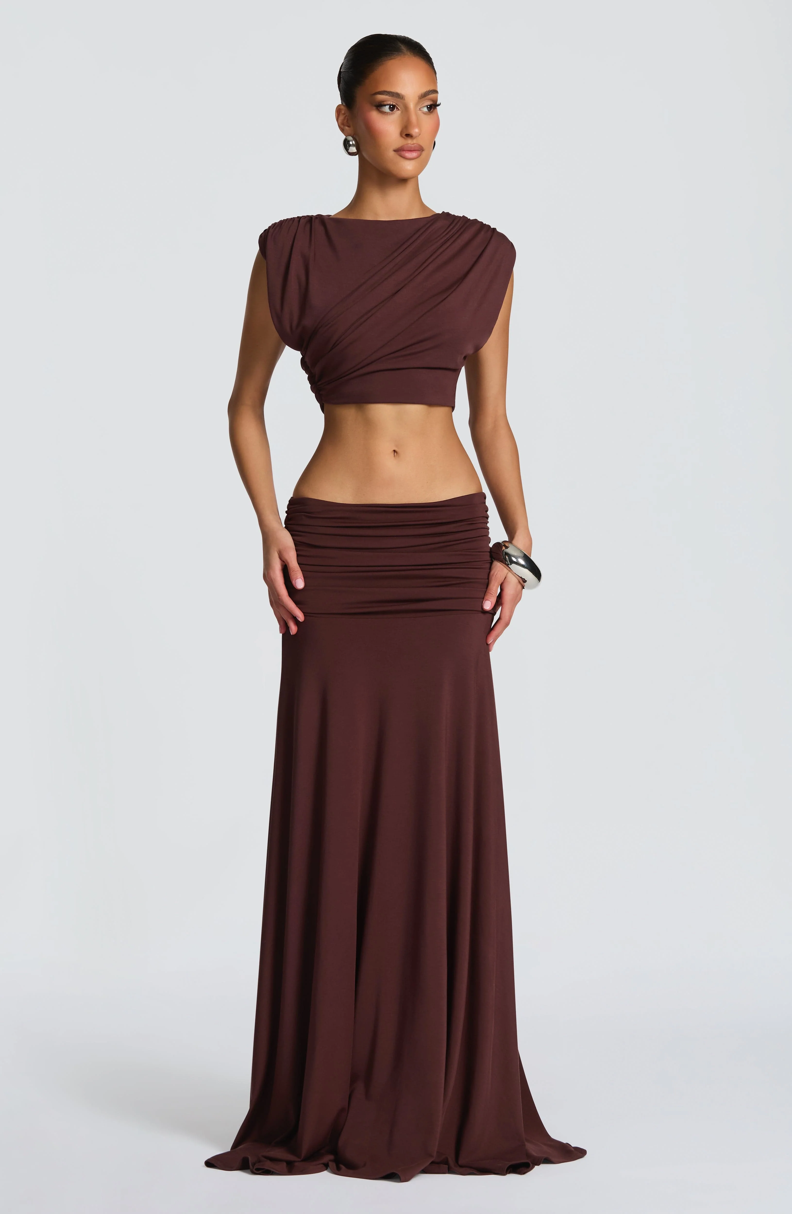 Paige Maxi Skirt - Plum Brown