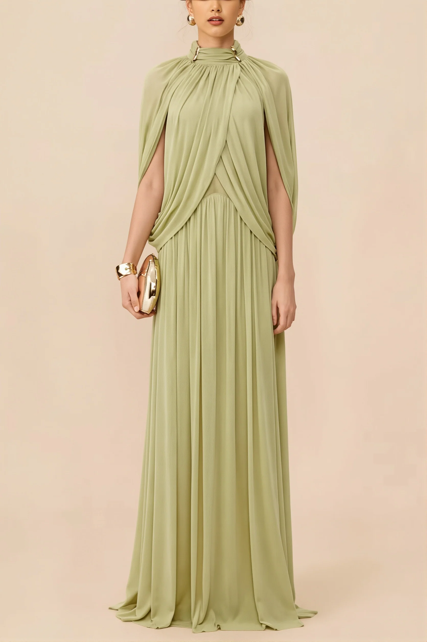 Elegant Cross Ruffle Maxi Dress