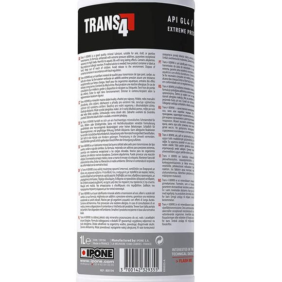 Ipone TRANS 4 GEARBOX/AXLE gear oil 80W90 - 1 LITER UniversalRef: IP0035 / 800194