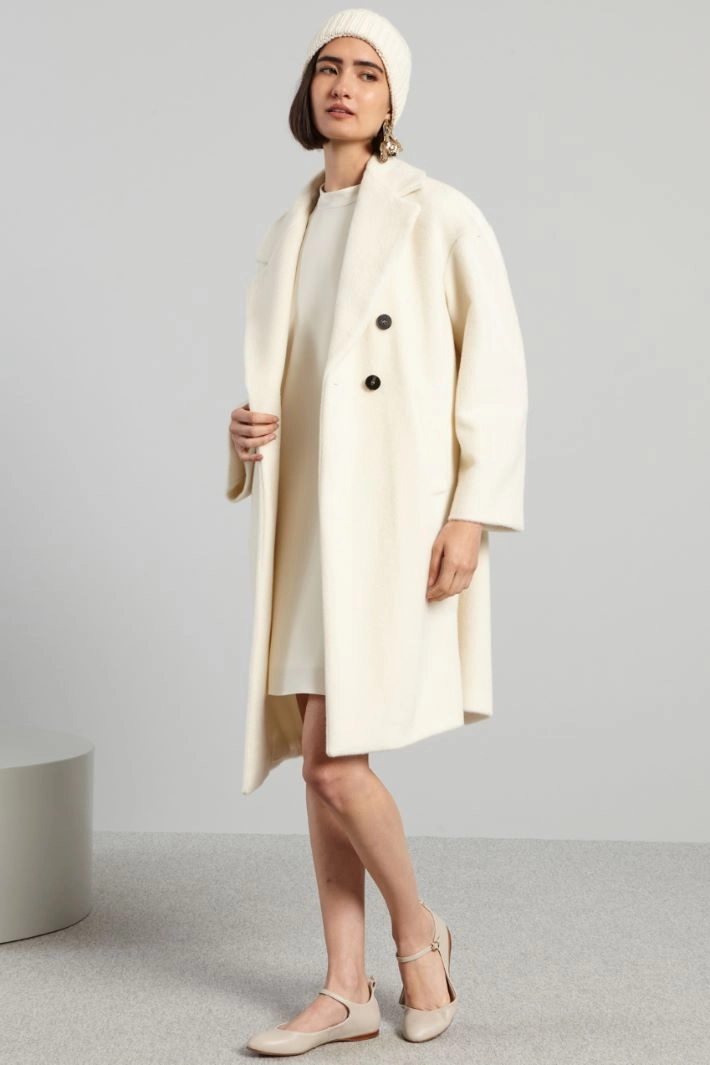 Cable-knit beanie hat - WHITE