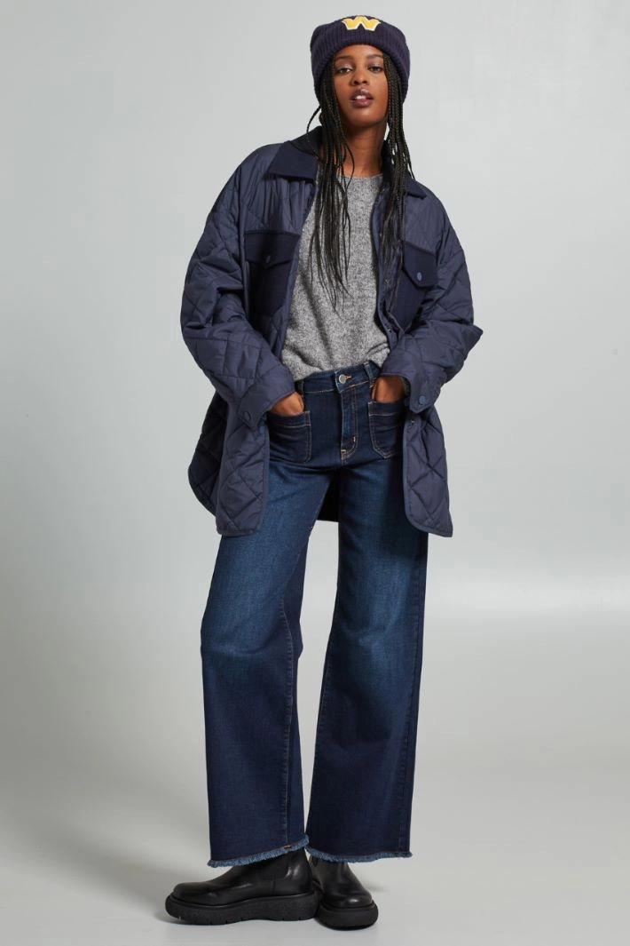 Quilted jacket with cloth details - BLUE