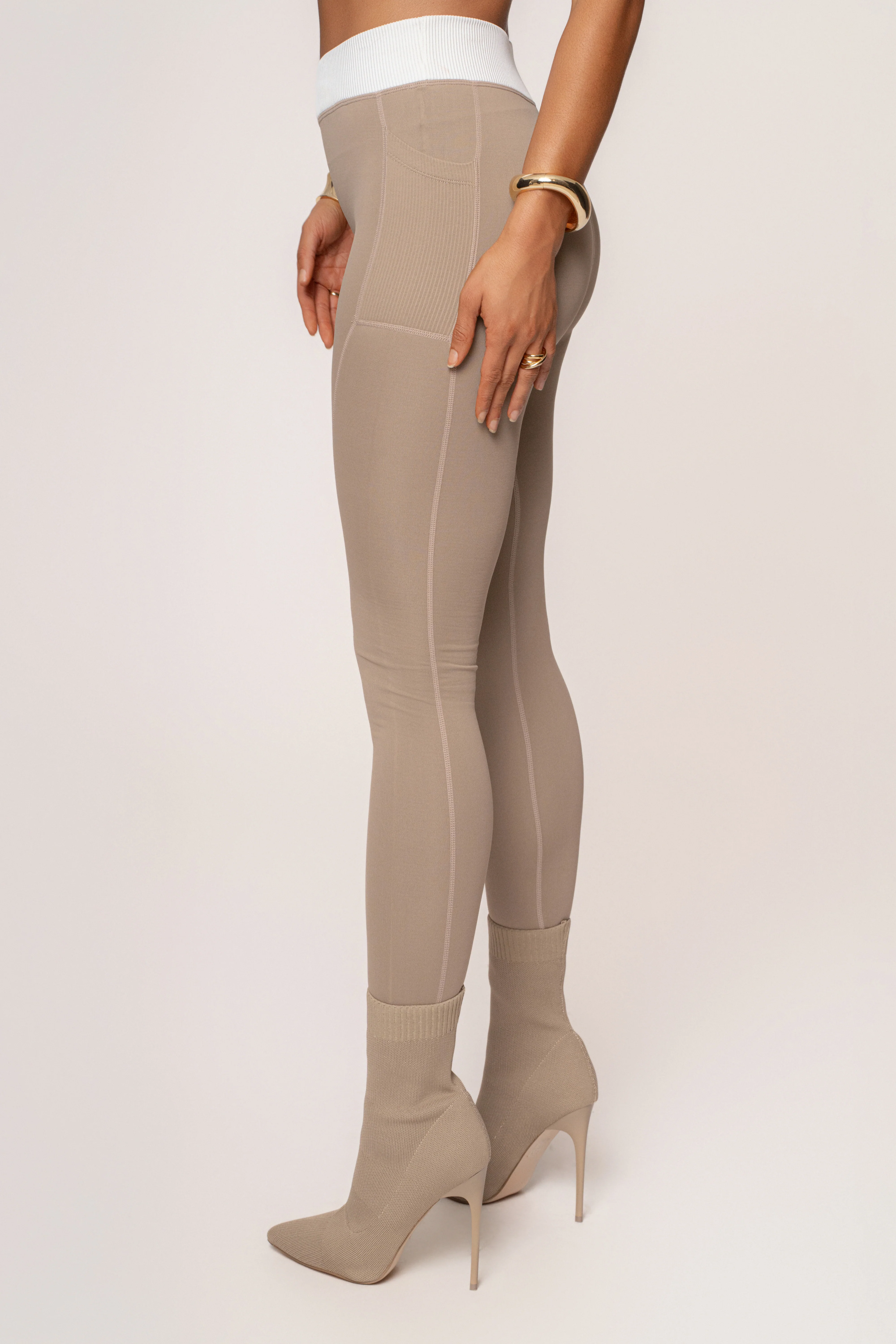 Beige/White Inspire Movement Leggings