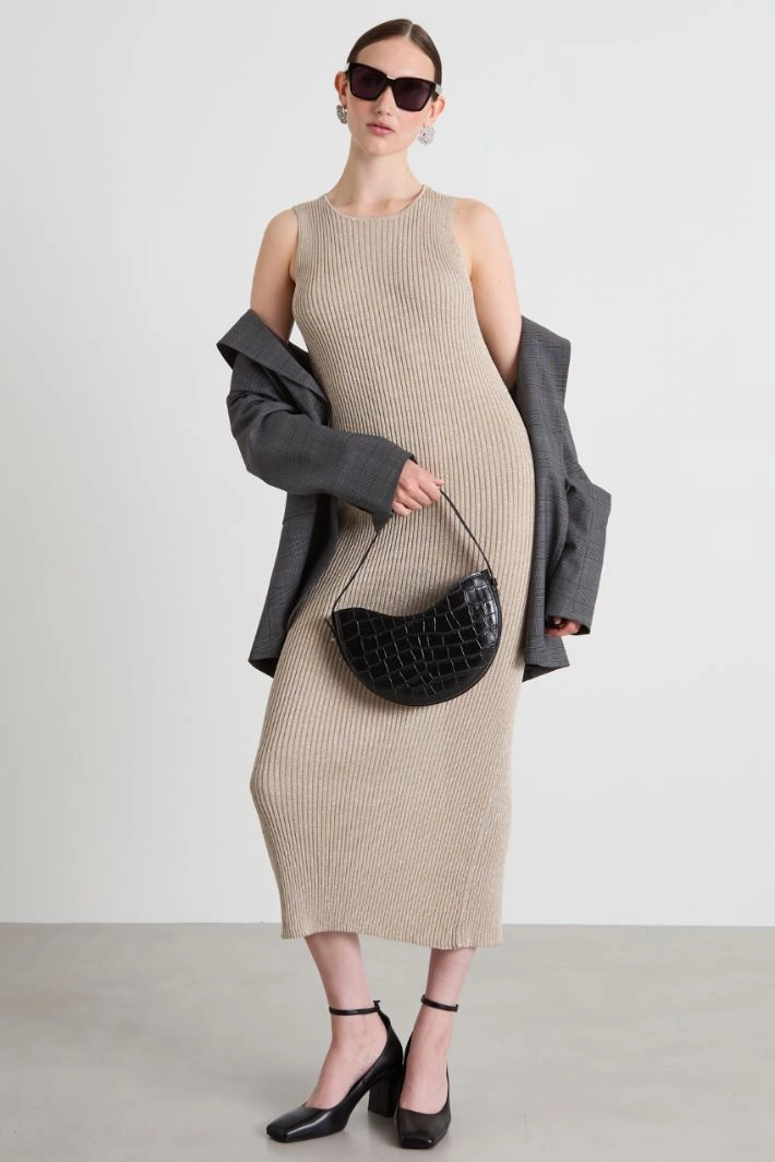 Lamé knit dress - SAND