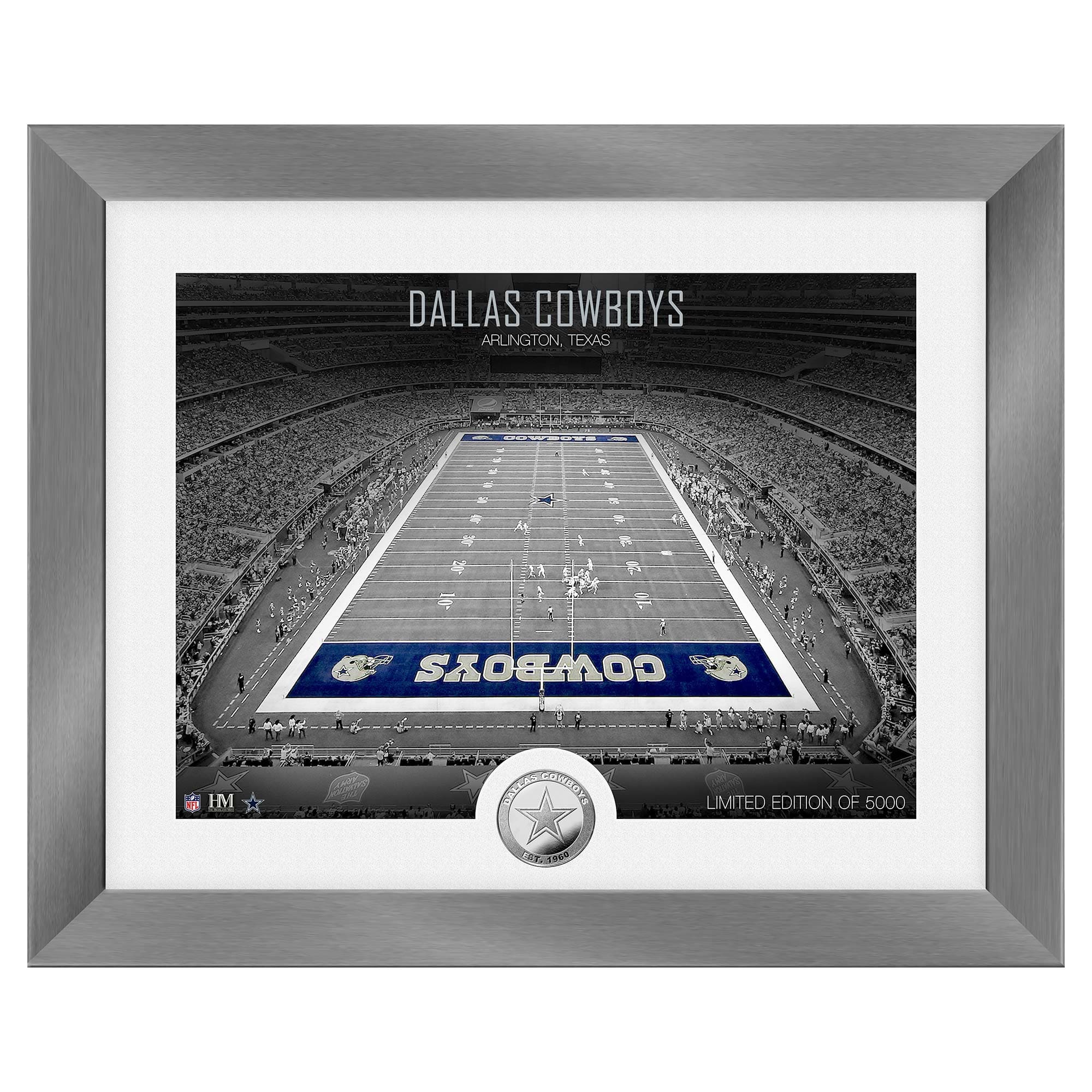 Dallas Cowboys Art Deco Stadium Silver Coin Framed NFL Photo