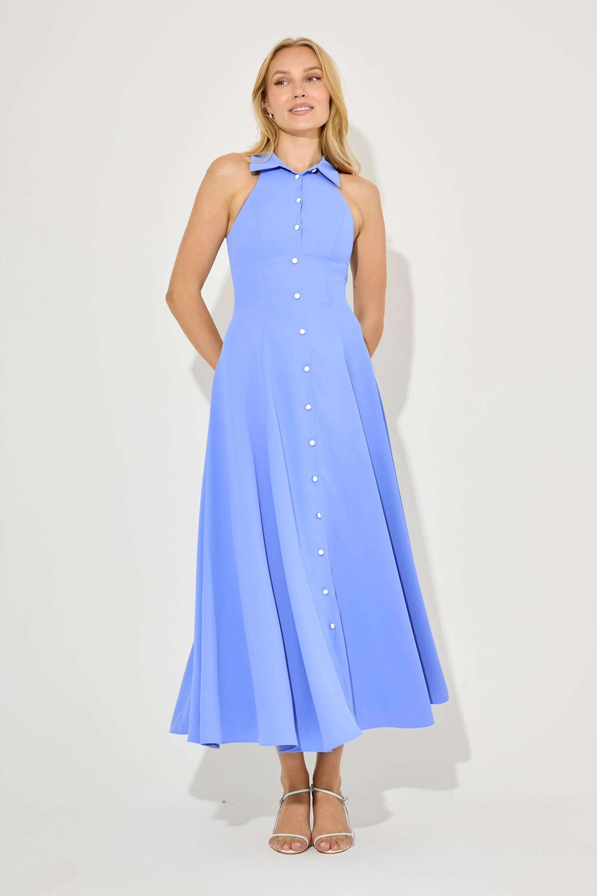 Flowy Collar Maxi Dress