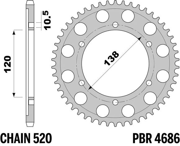 Couronne PBR acier C45 standard 4686 - 520Ref : PBR01436A / 1075395001
