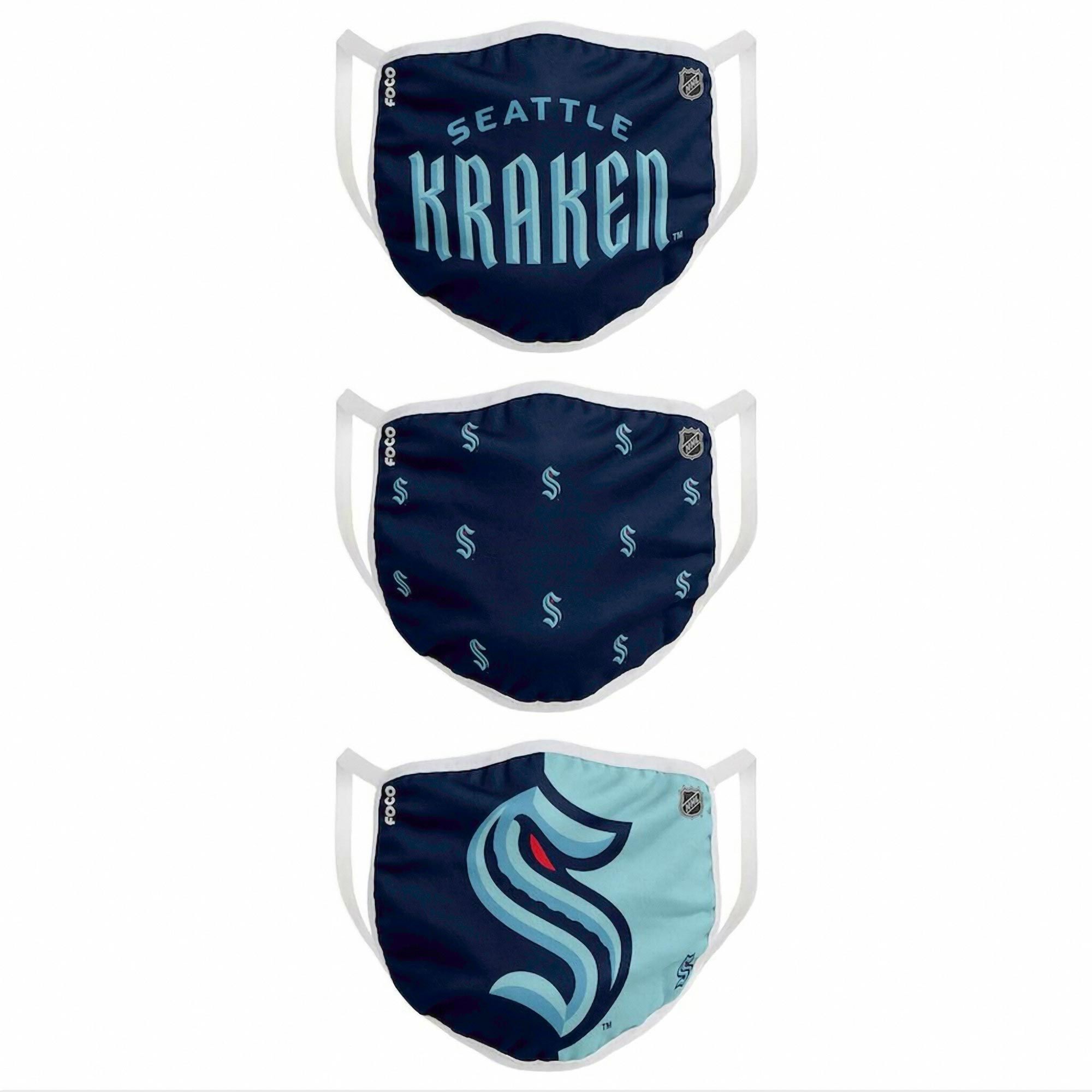 Seattle Kraken Face Covering NHL Face Mask (3-Pack)
