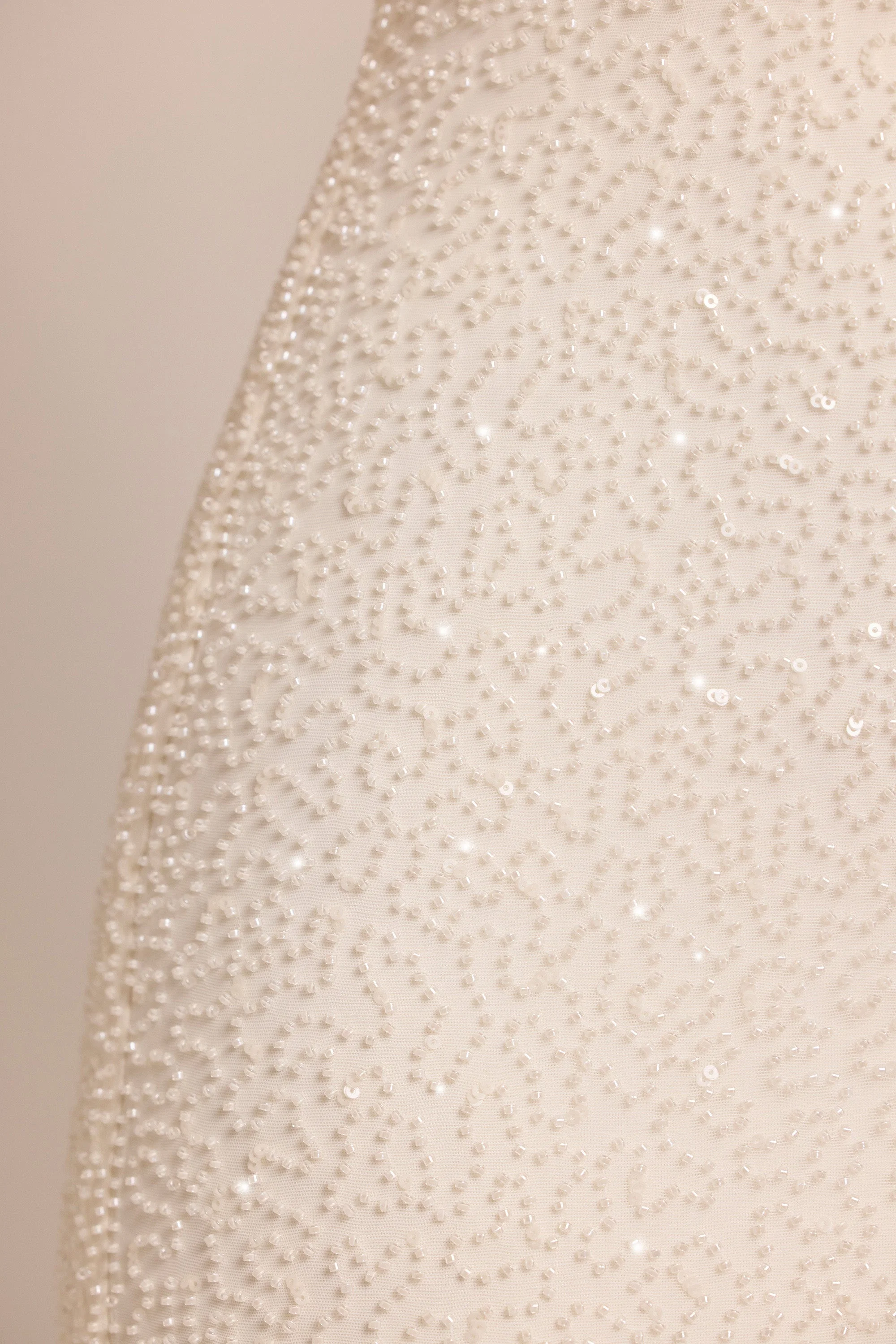 Embellished Square Neck Mini Dress in White