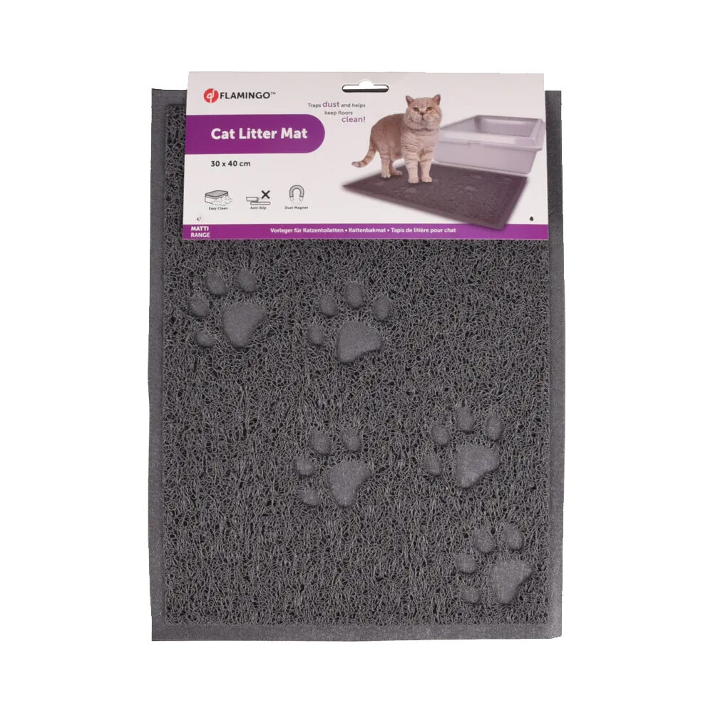 Flamingo Cat Litter Box Mat Tumbi - Grey - 30 x 40 cm