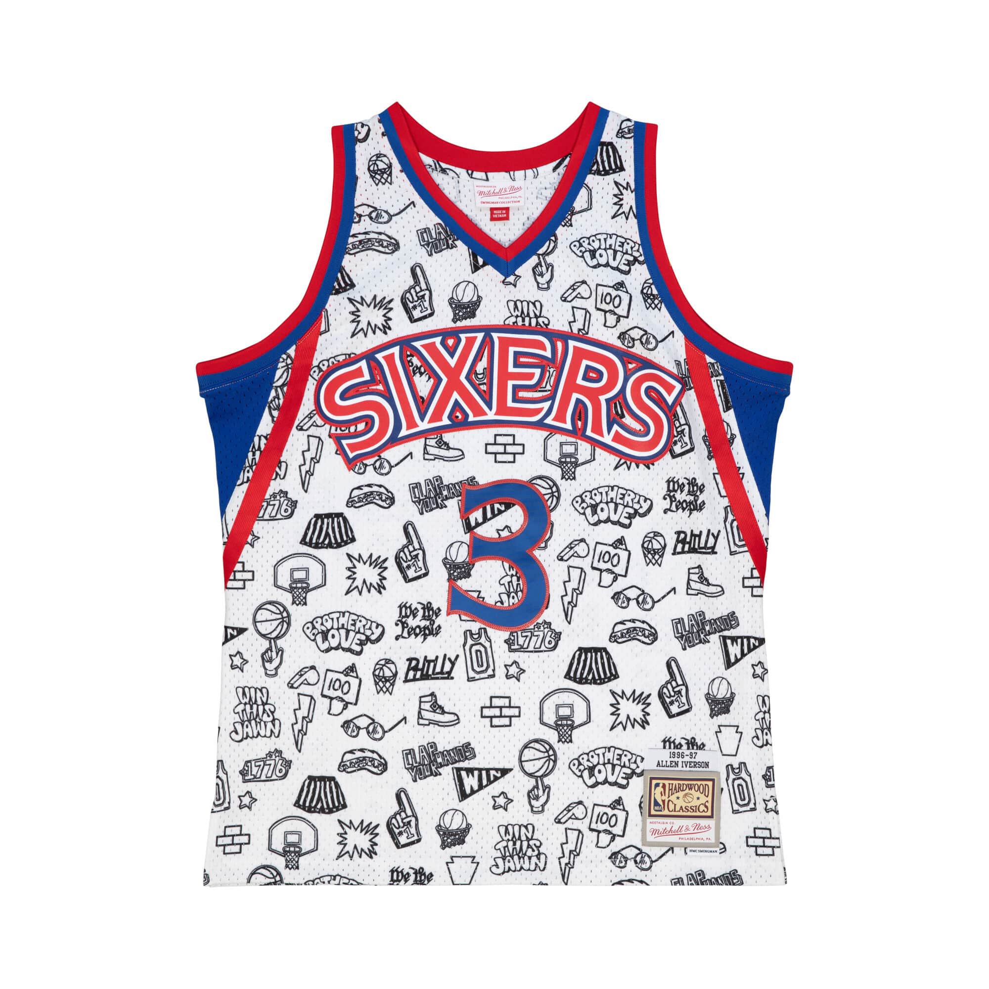Allen Iverson #3 Philadelphia 76ers Doodle Mitchell & Ness Swingman NBA Jersey