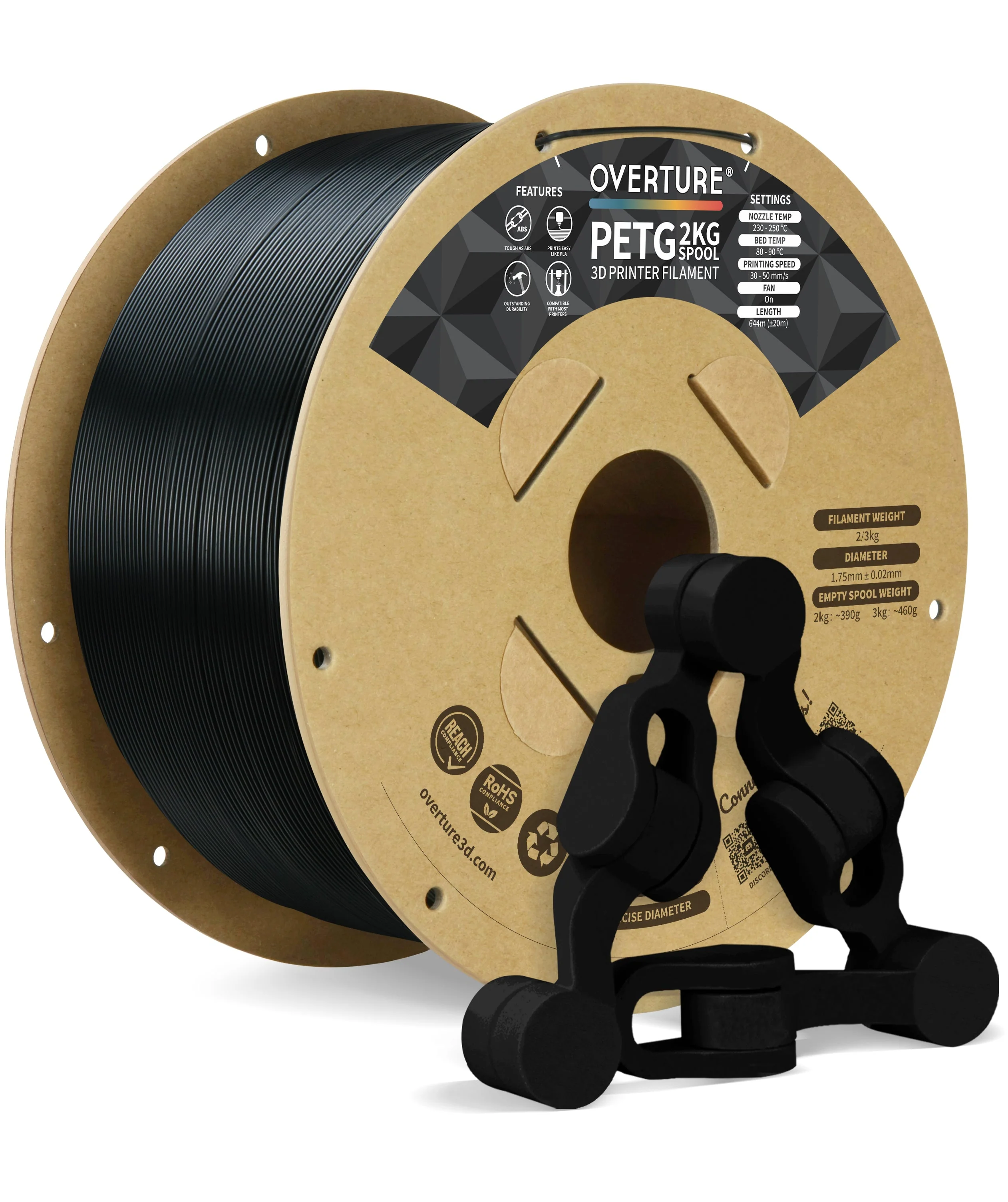 Overture PETG 3D Printer Filament 1.75mm - 2kg