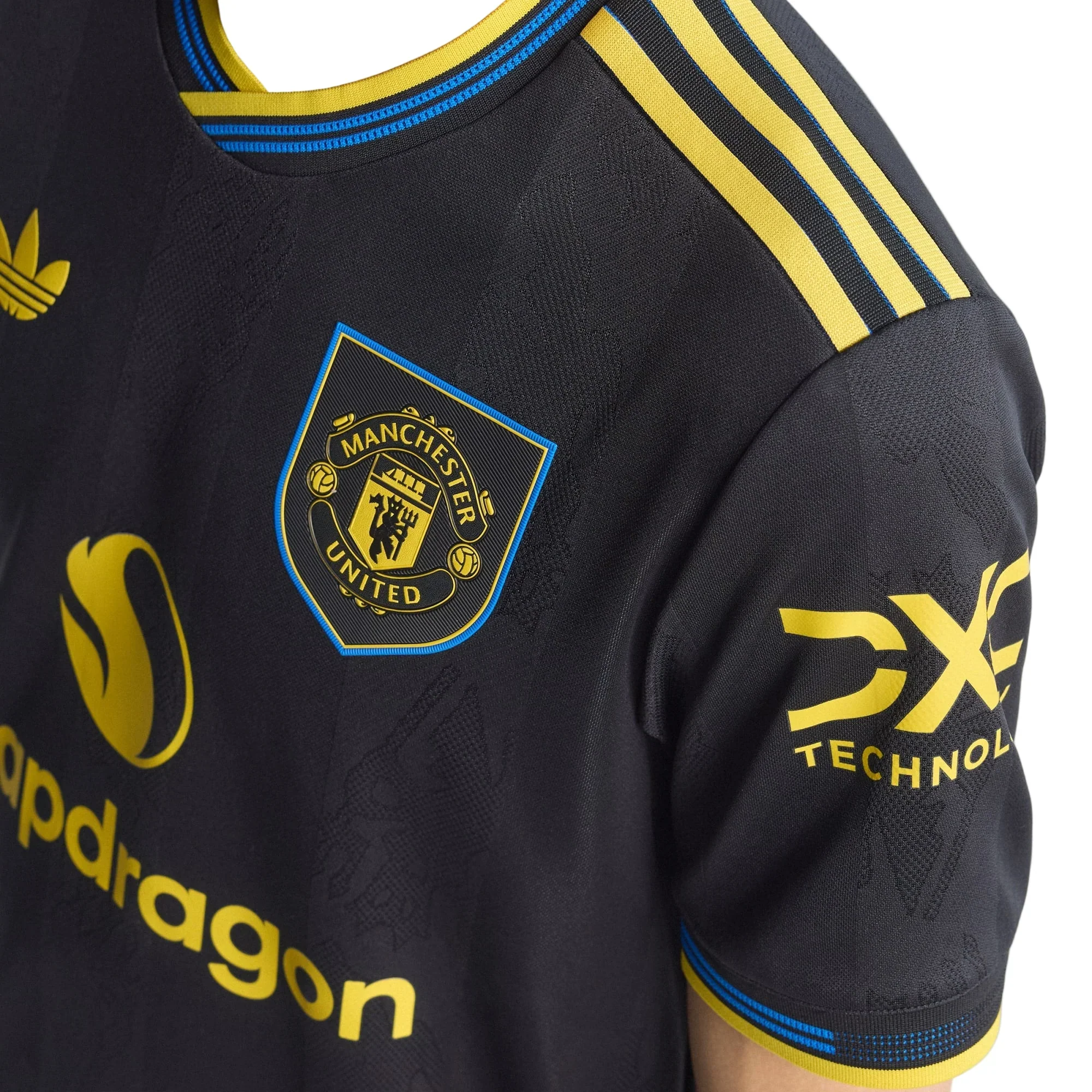 Men's Manchester United Authentic Third Jersey 25/26 w/ NRFR + EPL Patches (Black)