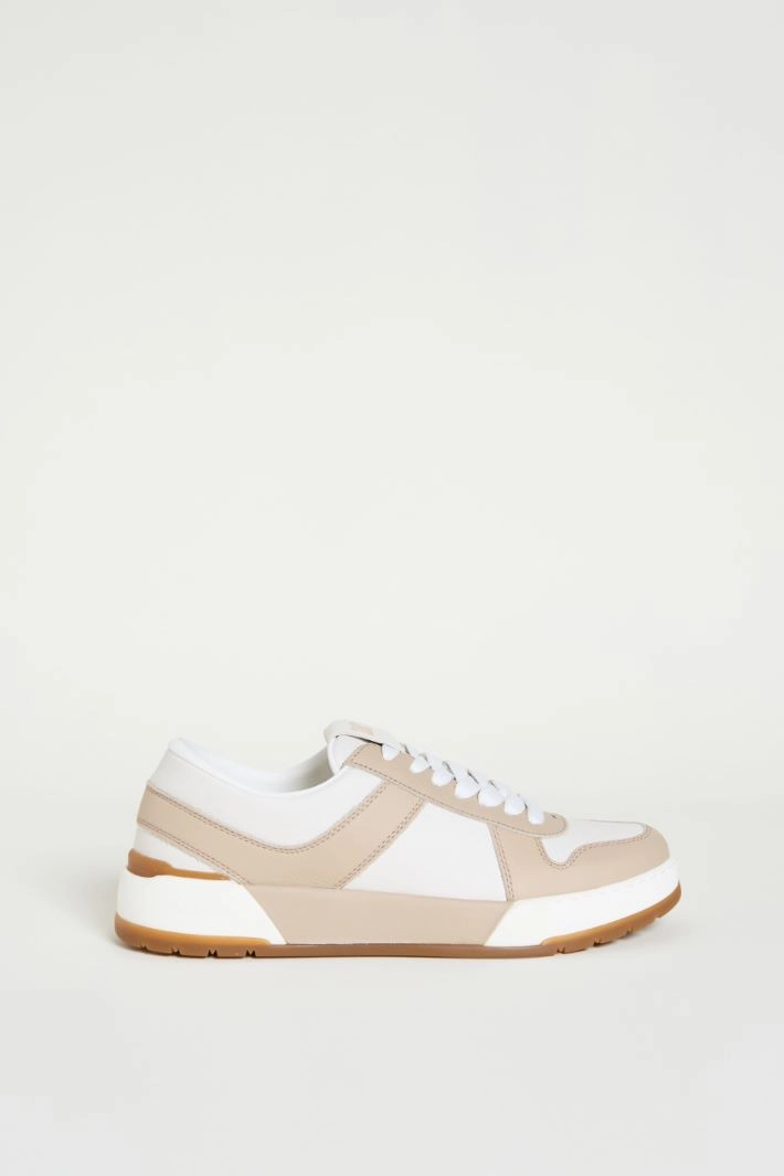 Leather sneakers - WHITE BEIGE