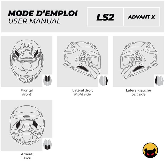 Fear The Yellow Bear REPLICA LS2 ADVANT-X Reflective Stickers - WhiteRef: FYB0024