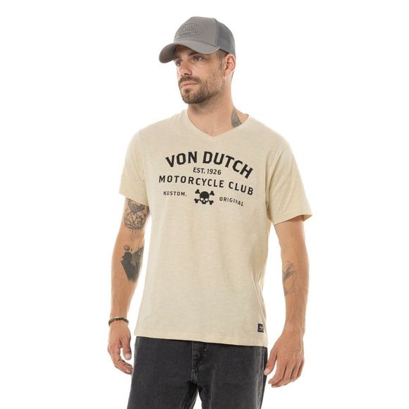 T-Shirt manches courtes Von Dutch ESTABLISH - BeigeRef : VDH0342