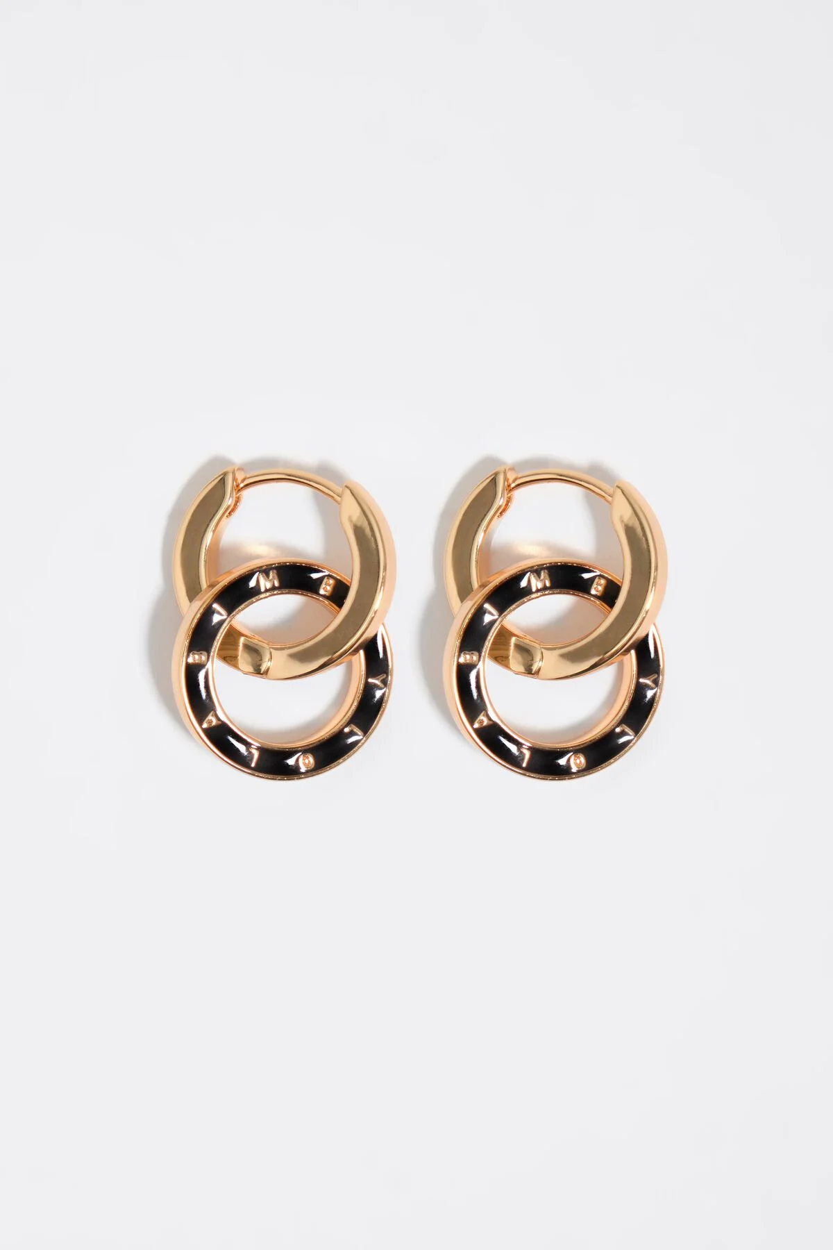 Brown double hoop logo earrings