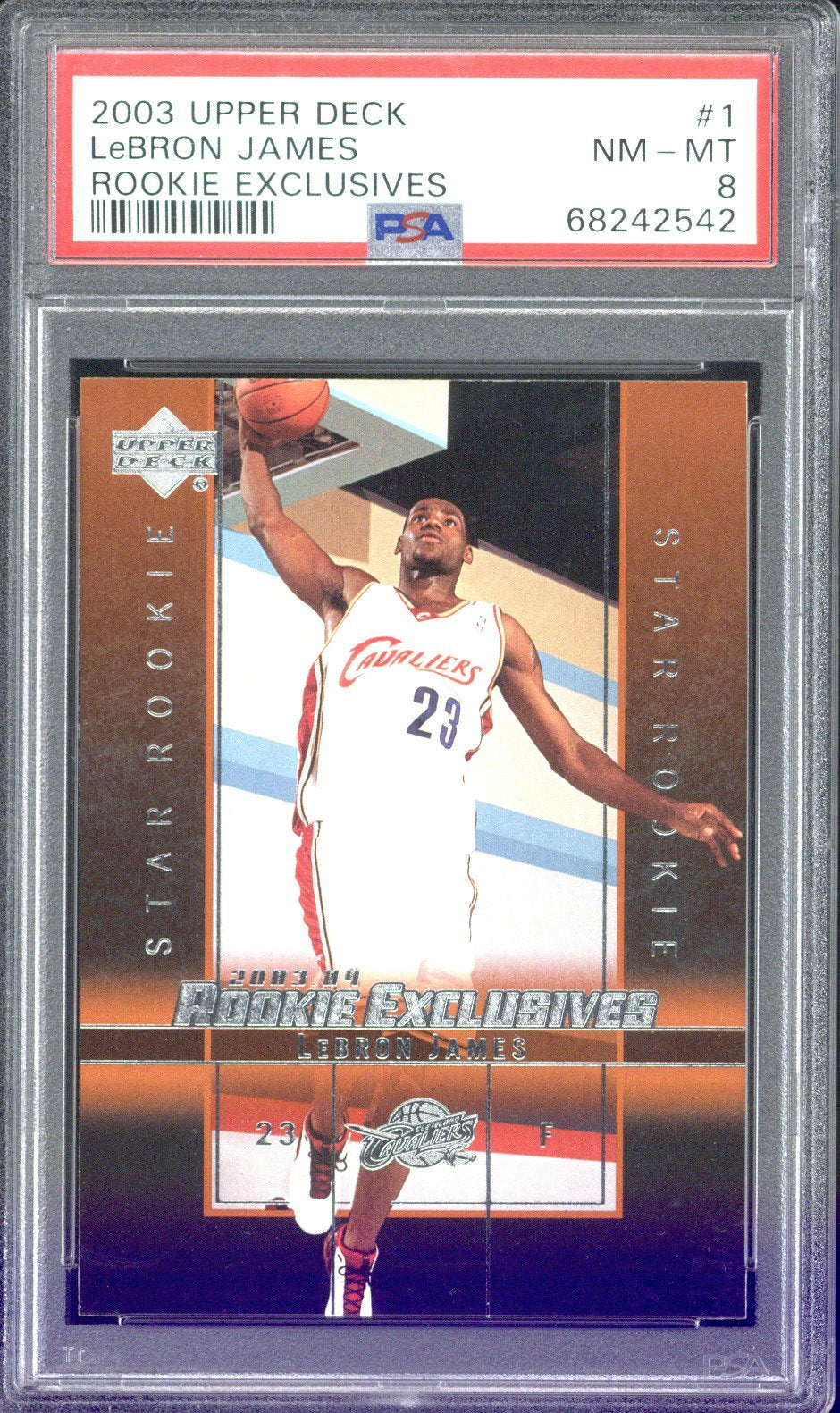 2003 Upper Deck LeBron James Rookie Exclusives #1 PSA 8