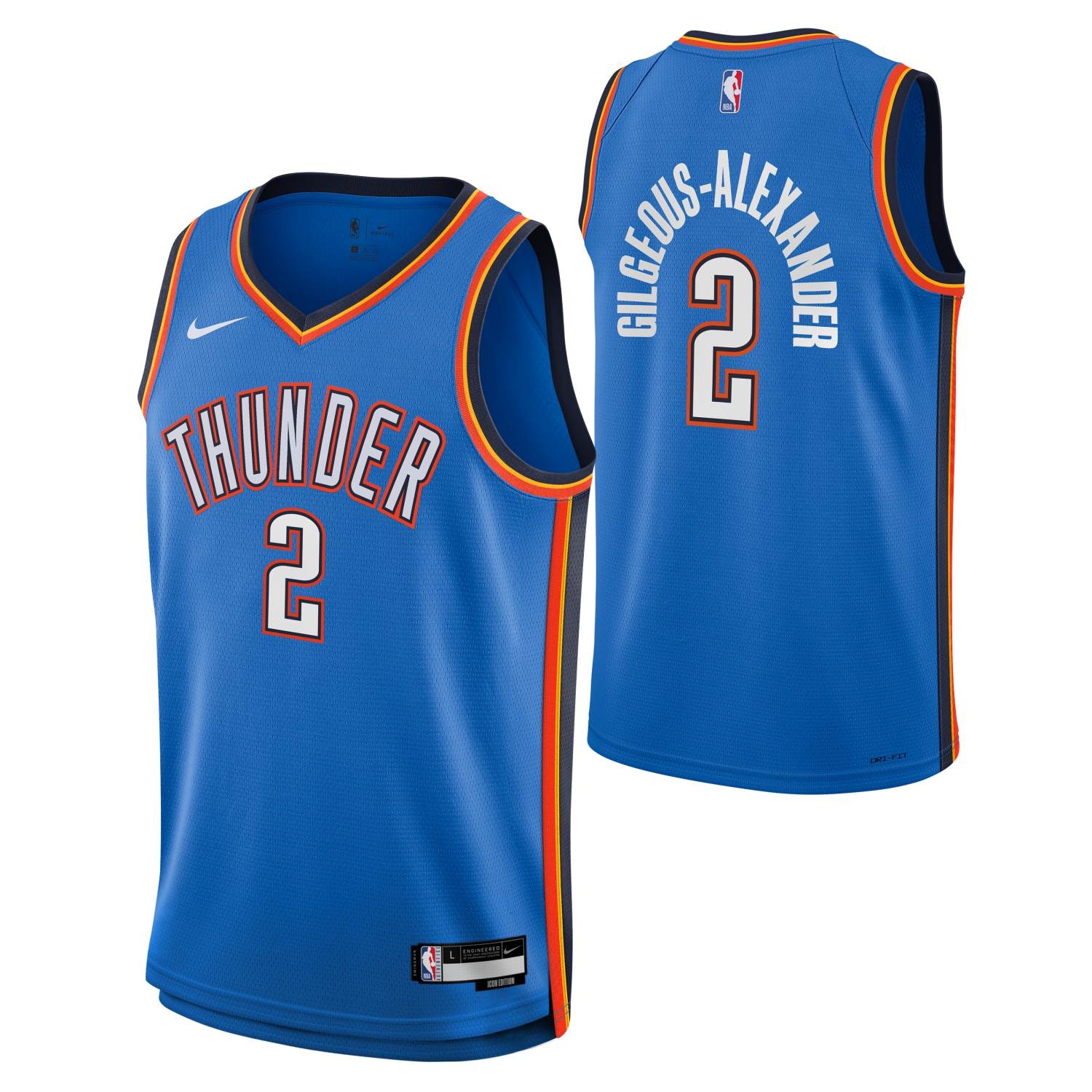 Shai Gilgeous-Alexander #2 Oklahoma City Thunder Swingman NBA Jersey Blue (YOUTH)