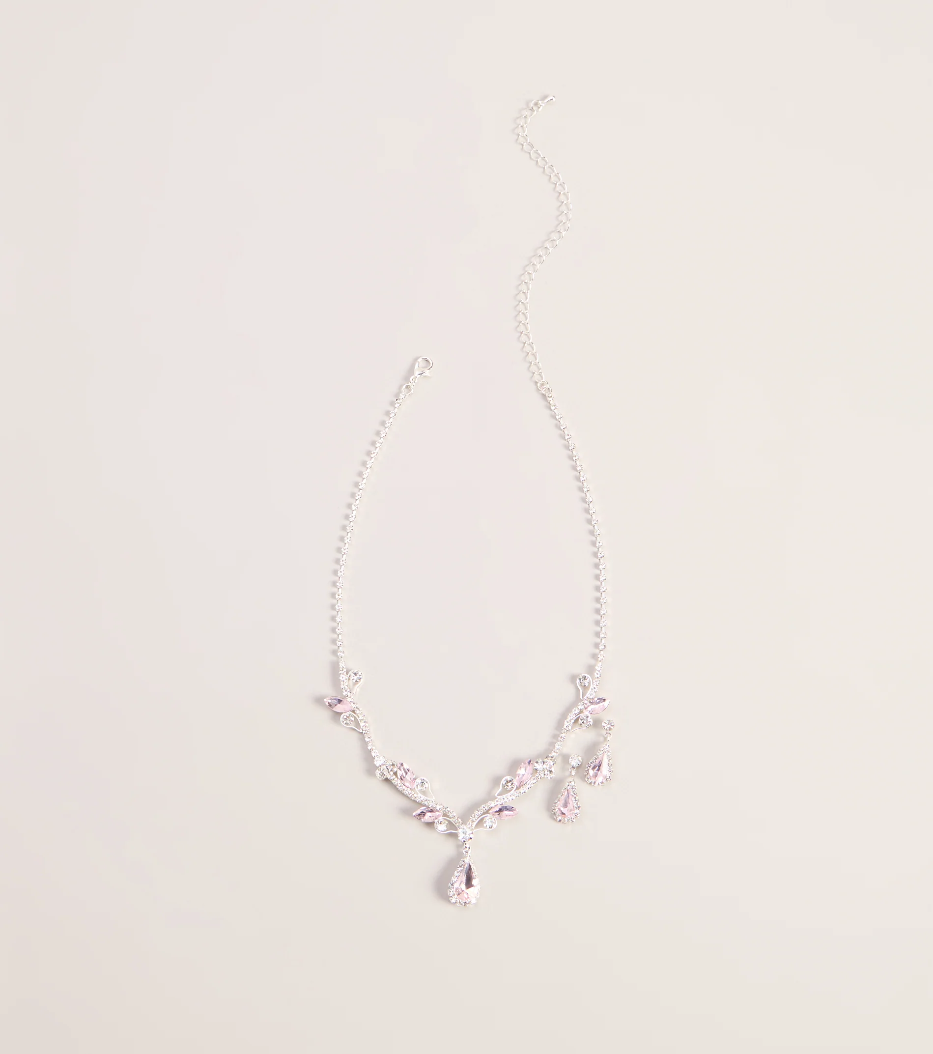 Radiant Cubic Zirconia Necklace And Earrings Set