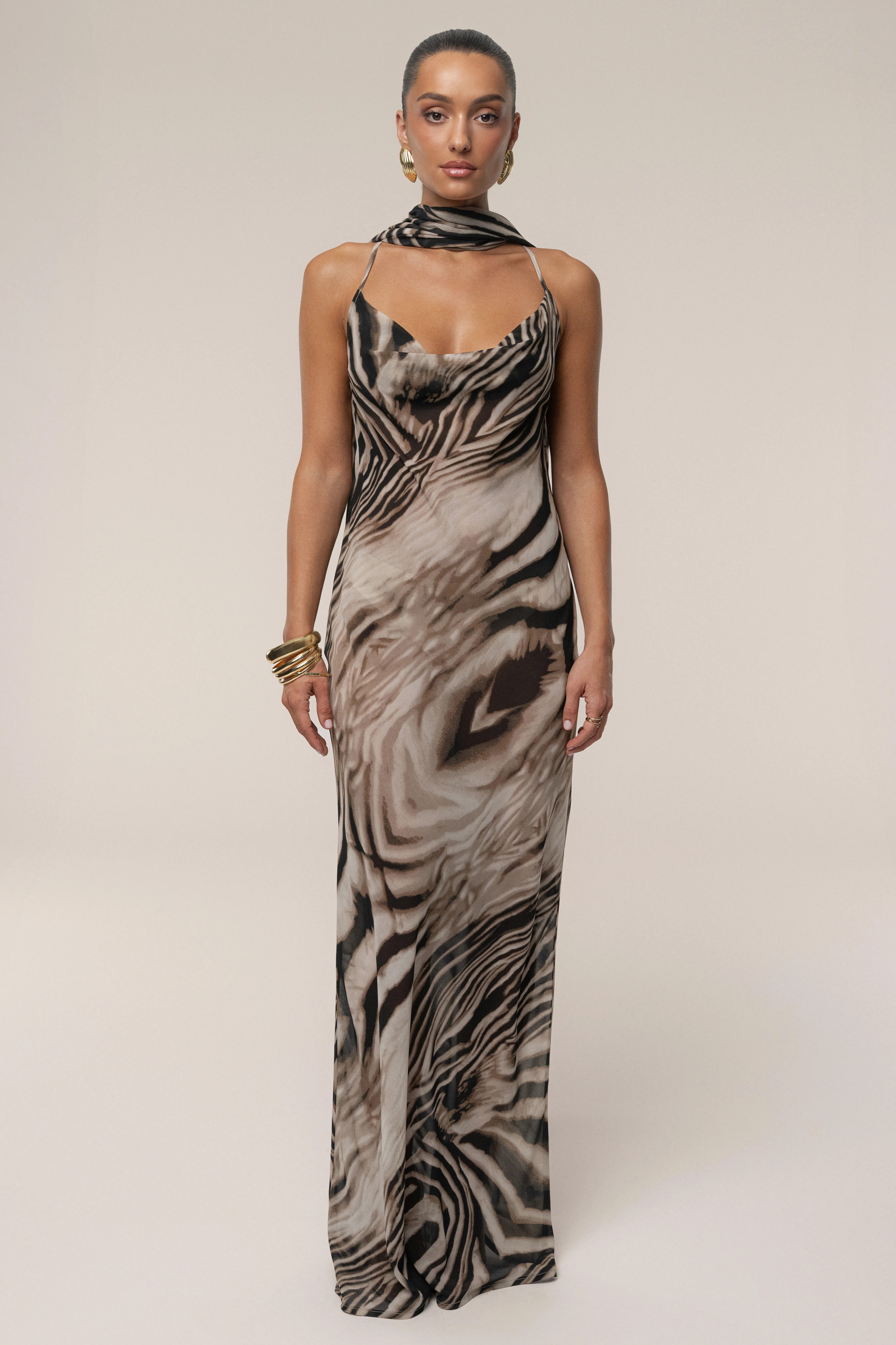 Brown Zebra Print Shadow Safari Scarf