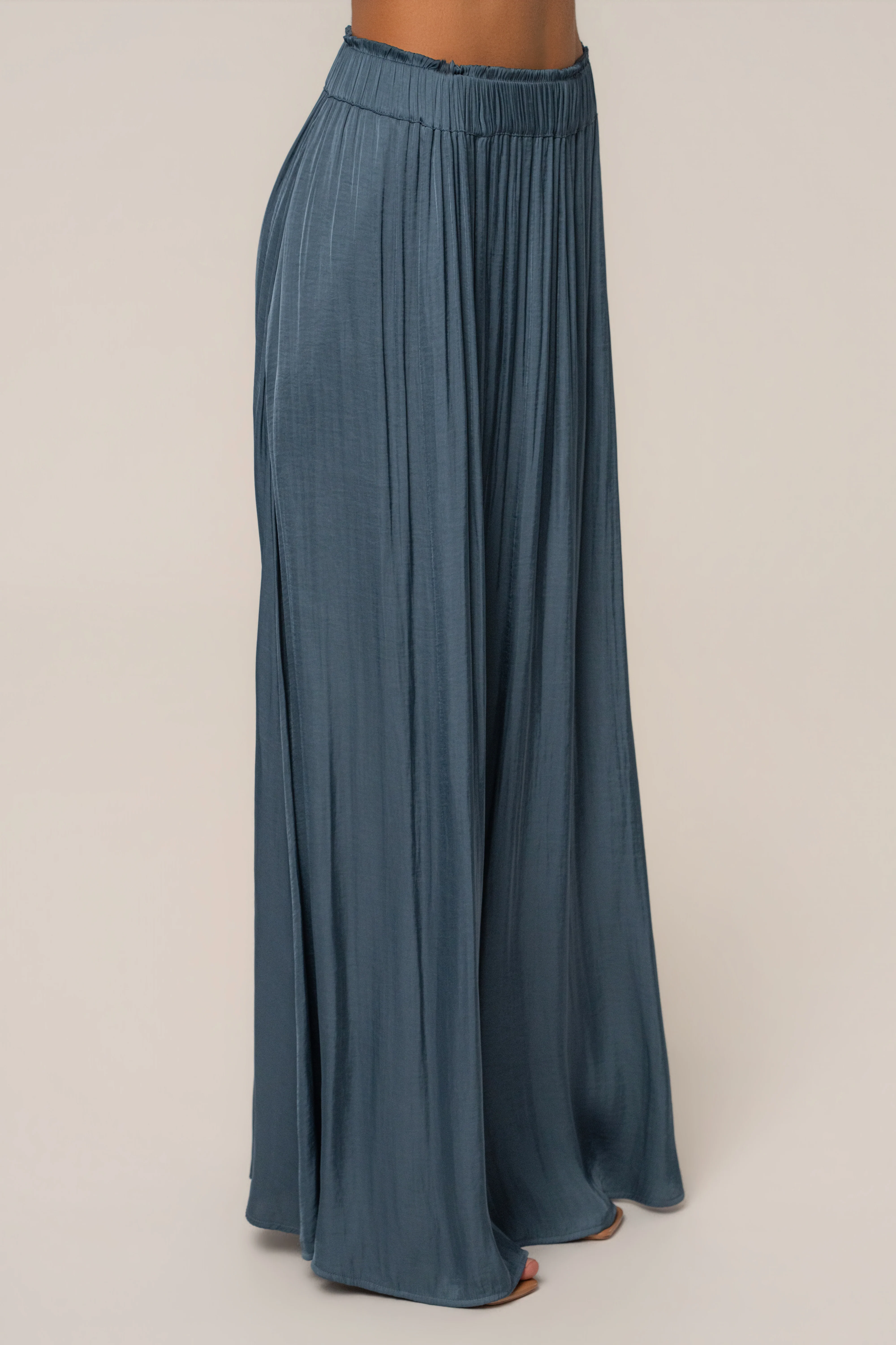 Teal River Satin Maxi Skirt