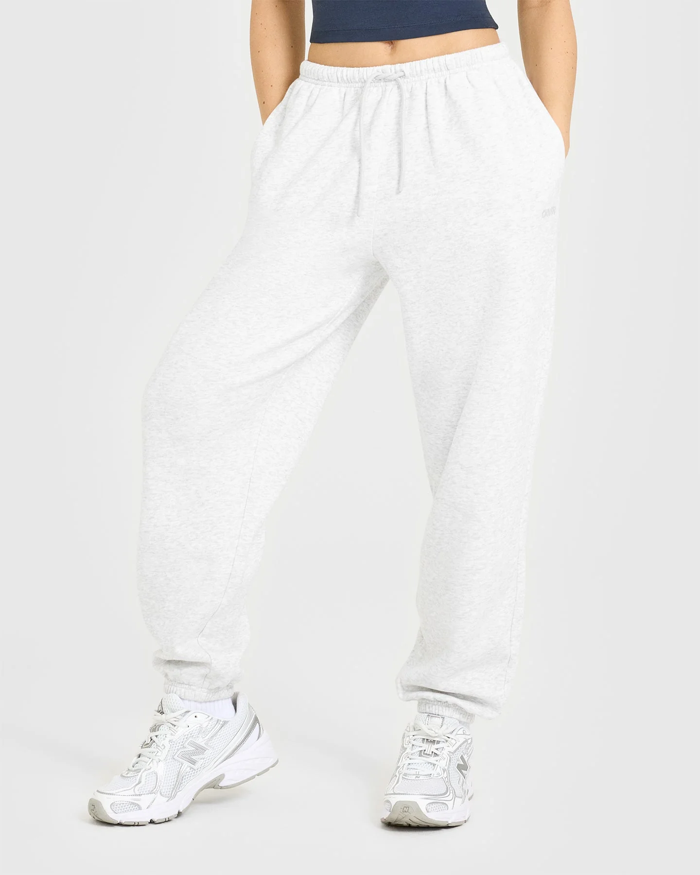 Mid Weight Relaxed Joggers | Light Grey Marl