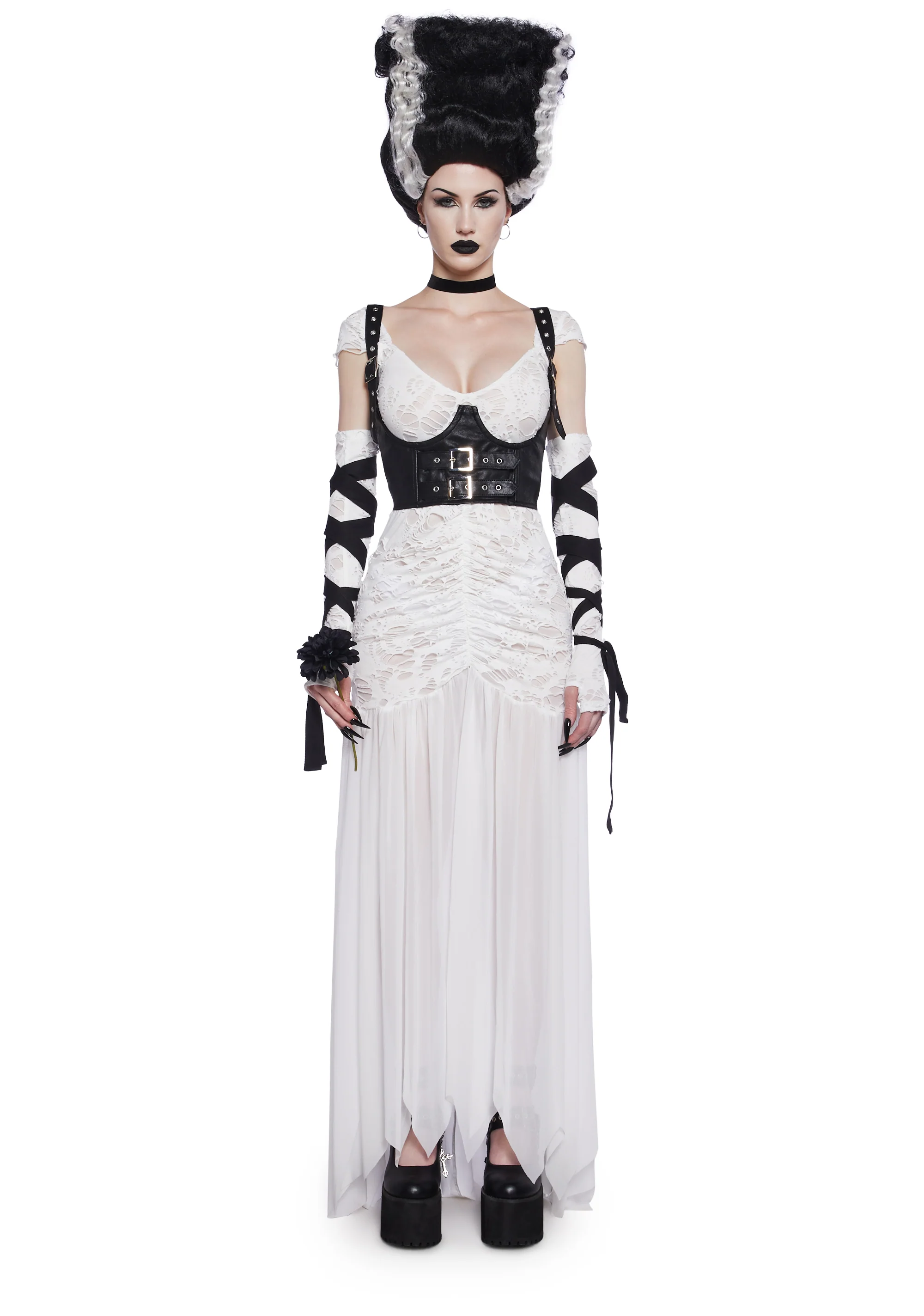 Reanimated Bride Premium Costume And Wig Set