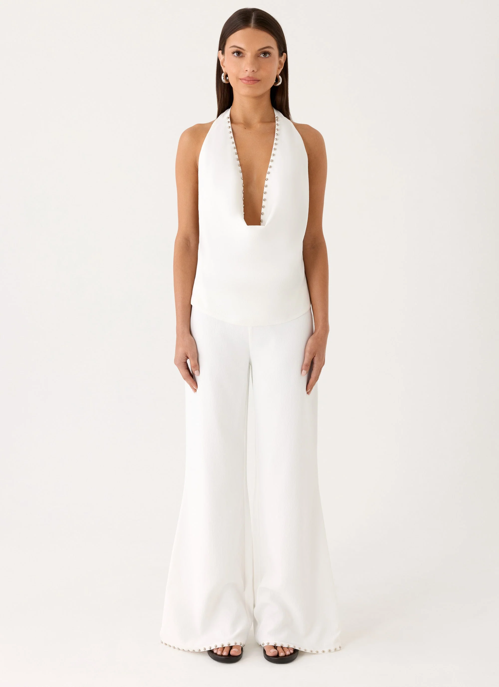 Ashika Studded Top - White