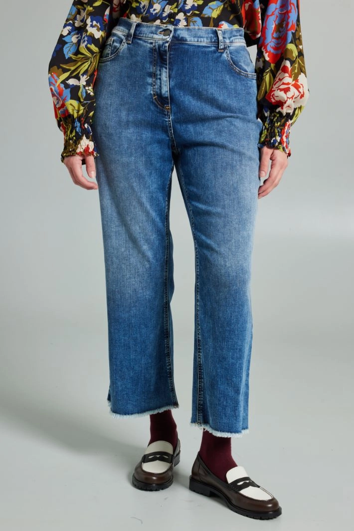 Flare stretch denim trousers - DENIM LIGHT BLUE