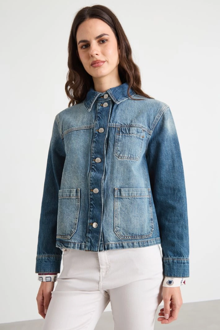 Boxy-fit denim jacket - LIGHT BLUE