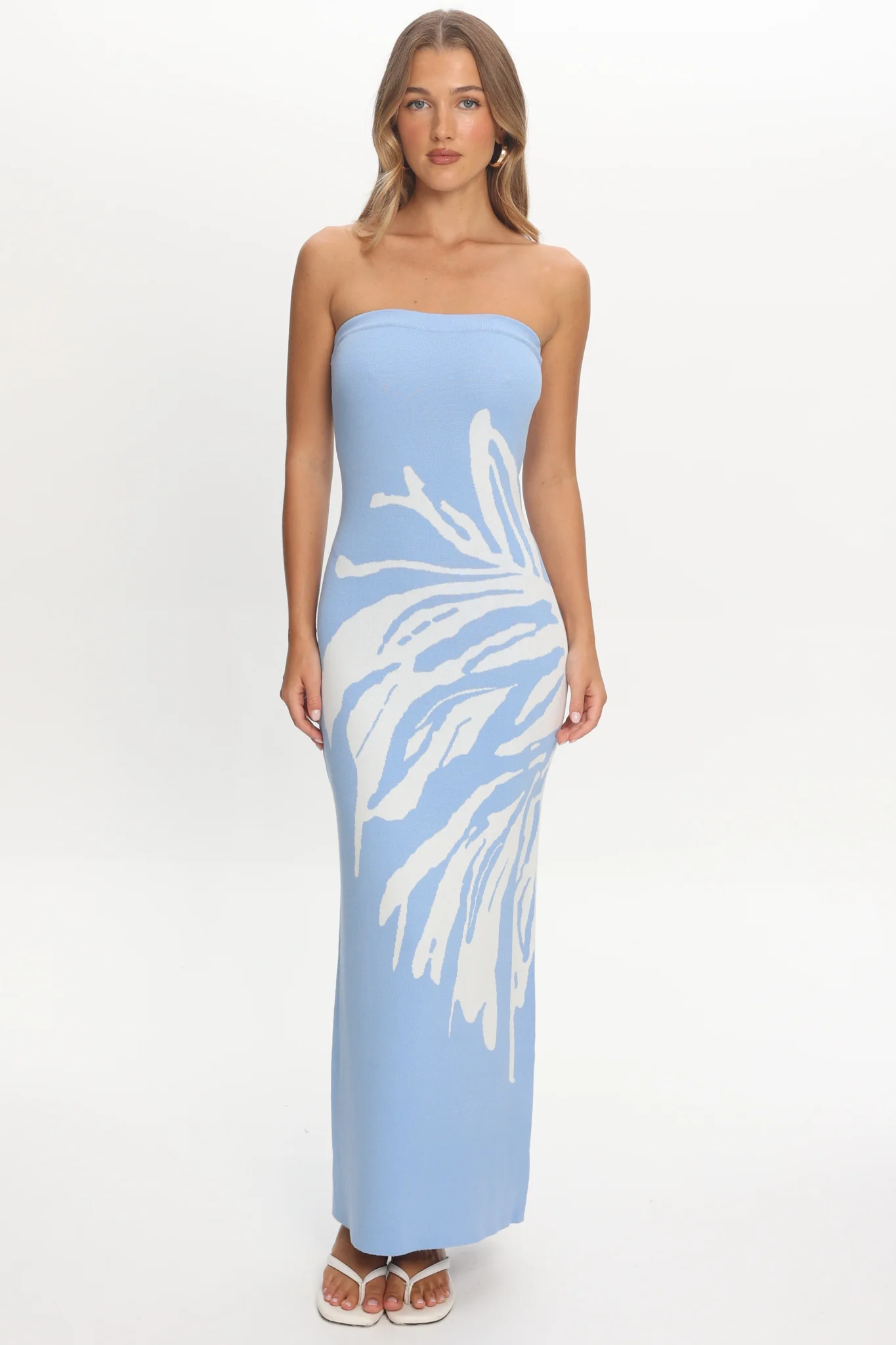 Wildflower Sun Strapless Maxi Dress Sky Blue