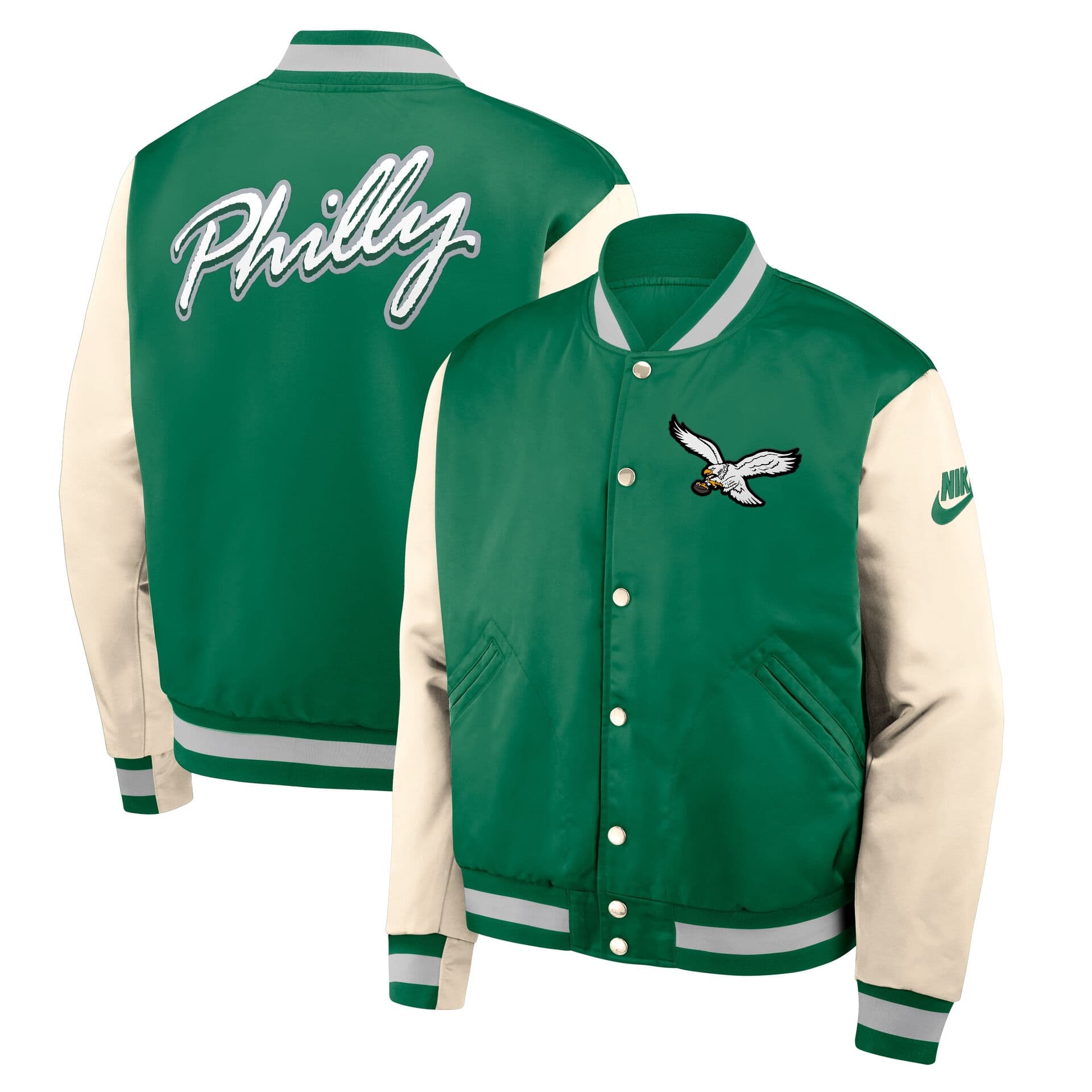 Philadelphia Eagles Rewind Legacy Bomber Jacket Green/Cream