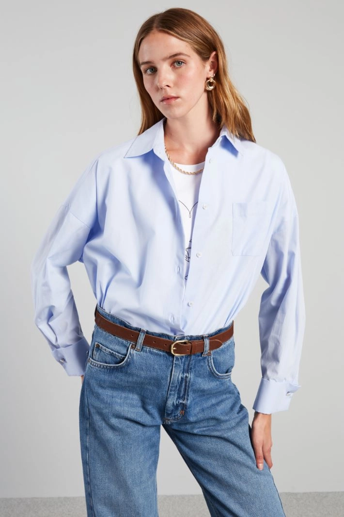 Boxy poplin shirt - LIGHT BLUE