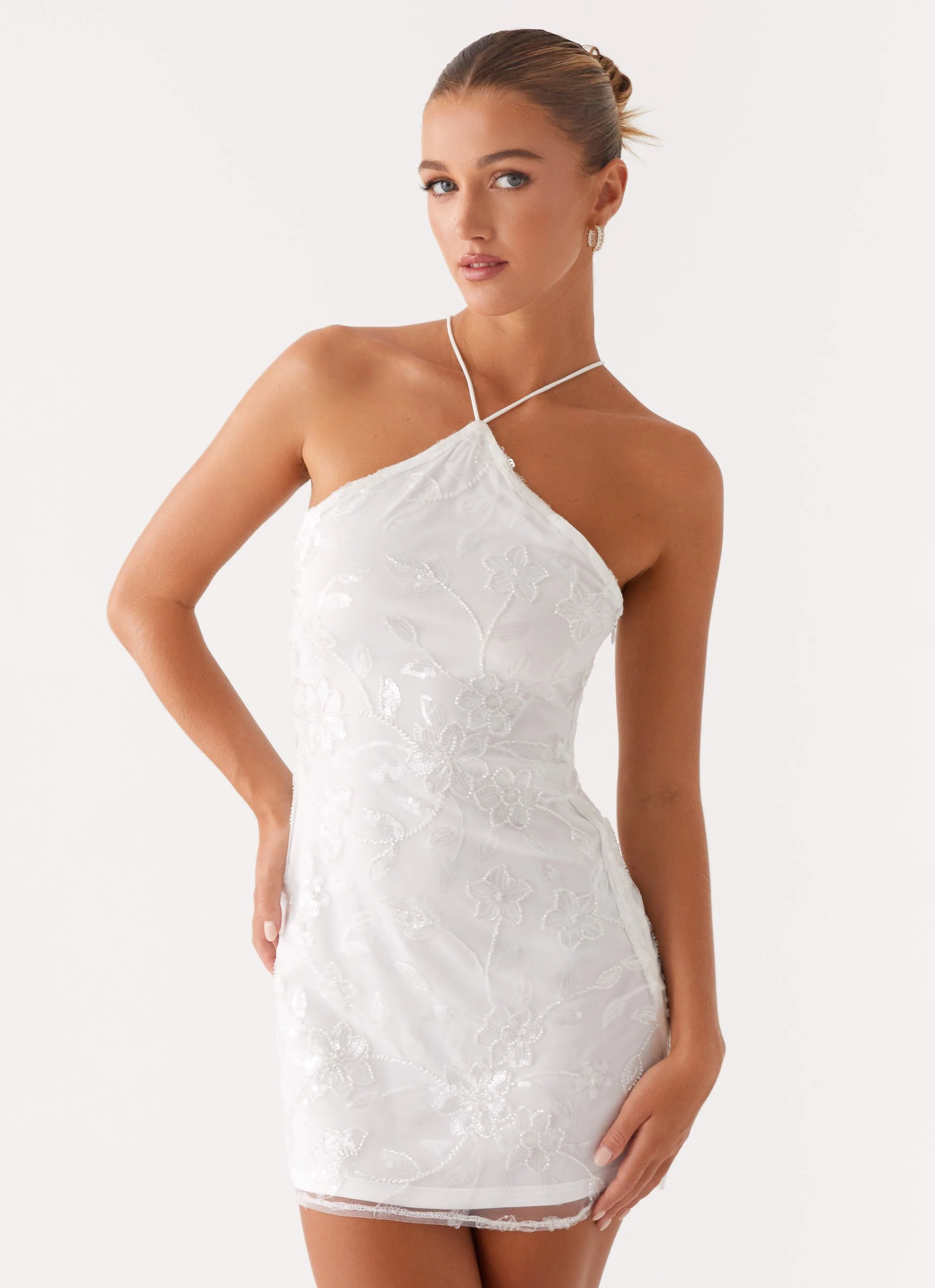 Rumi Beaded Mini Dress - White