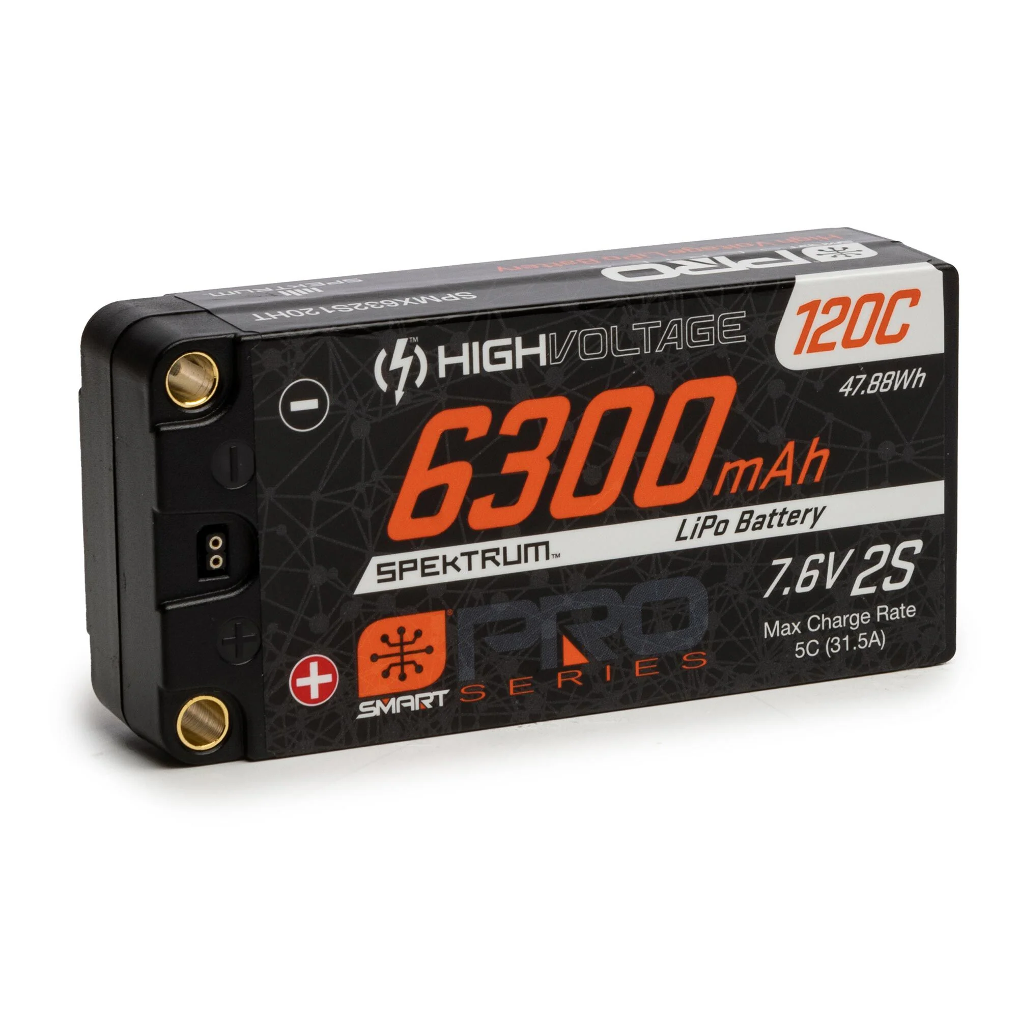 7.6V 6300mAh 2S 120C Smart Pro Race Shorty Spektrum SPMX632S120HT
