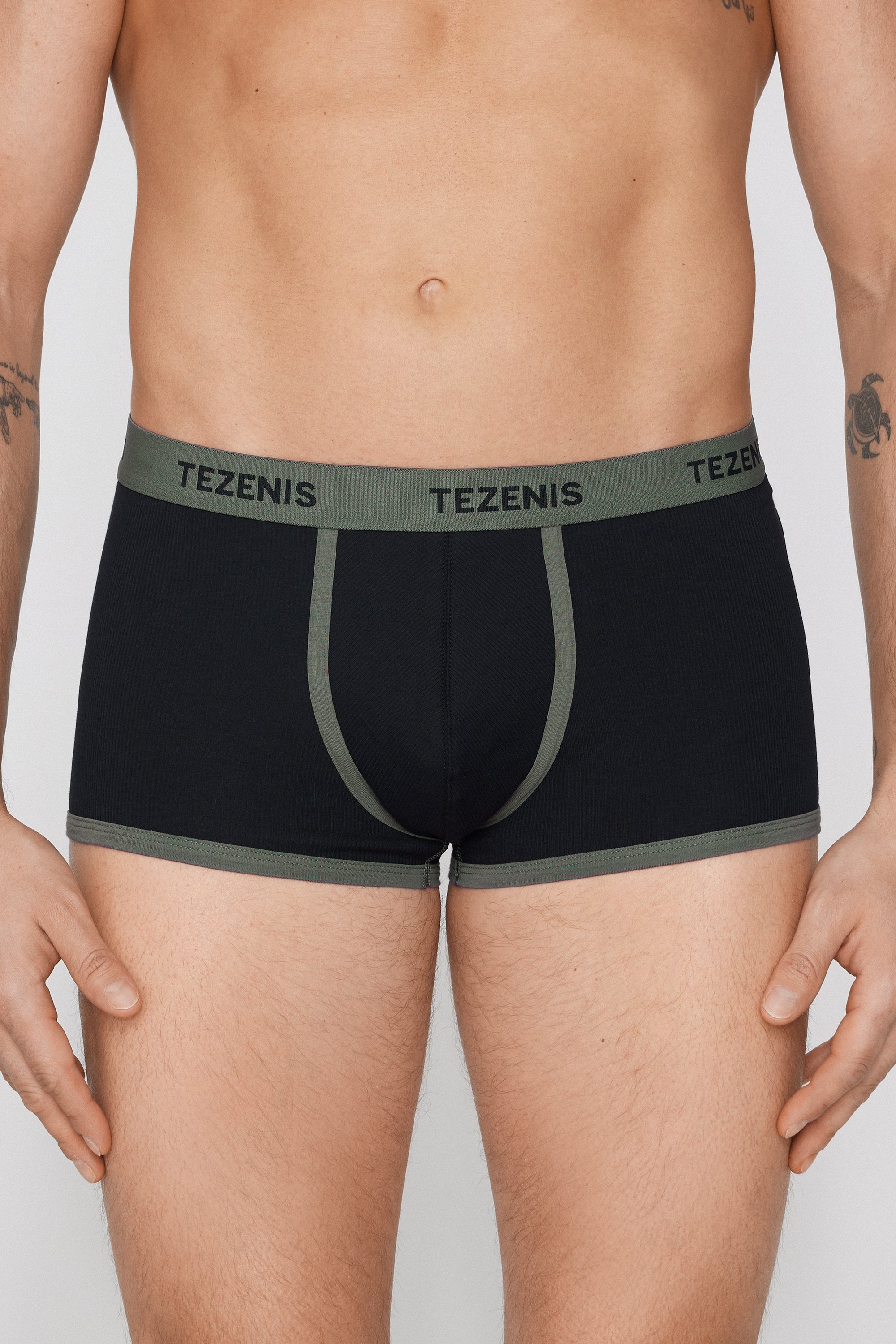 Ribbed Cotton Boxers with Logo Elastic
