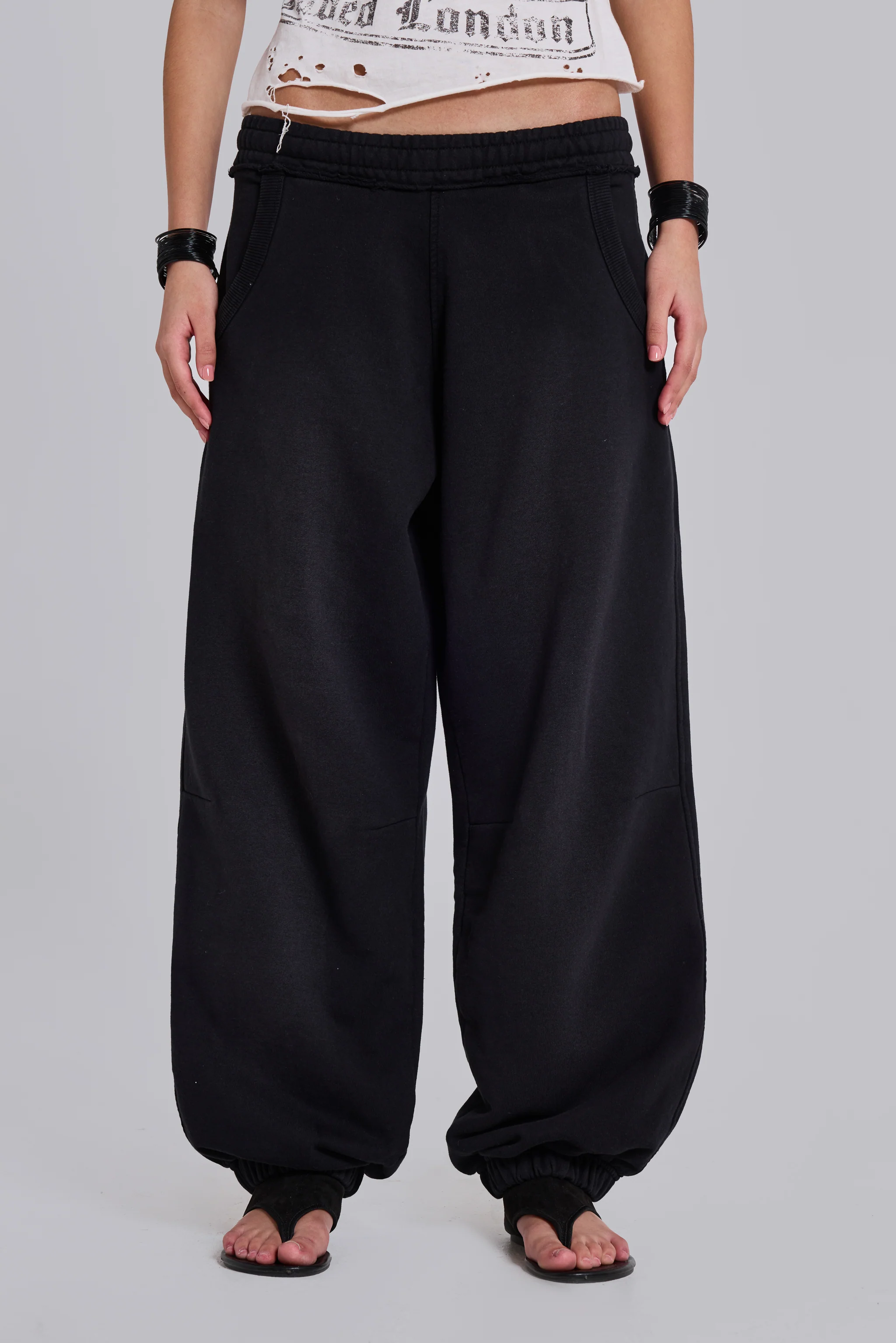 Black Cuffed Baggy Monster Joggers